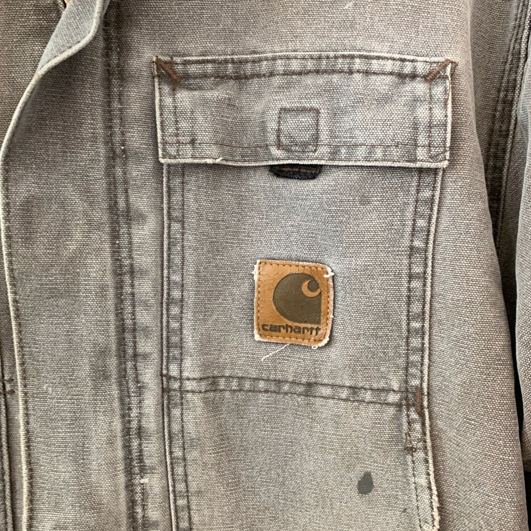 Carhartt VINTAGE Carhartt Jacket Canvas Chore Dark Gray C26 CHT L Large 49.5in Chest 90s Workwear Mens Full Zip Size US L / EU 52-54 / 3 - 2 Thumbnail