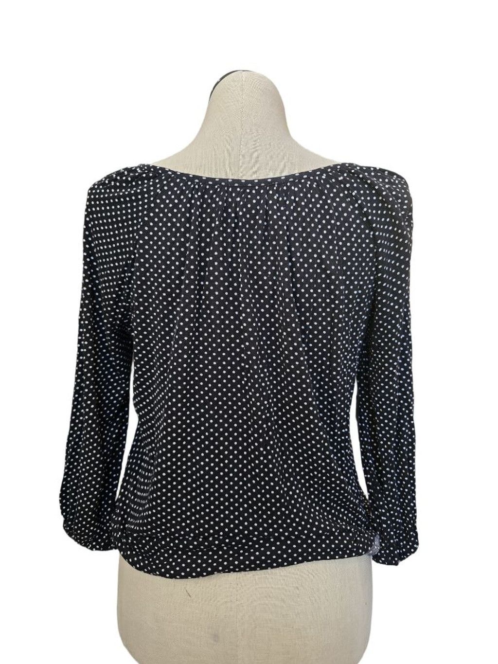 The Unbranded Brand Michael Kors Black & White Polka Dot Elastic Waist Blouse M Size L / US 10 / IT 46 - 3 Thumbnail