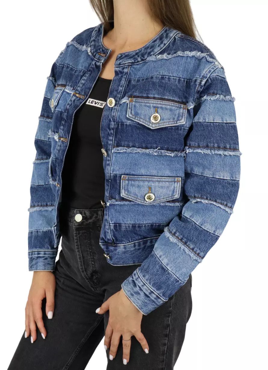 Sandro SANDRO Briac Jacket Women's (EU) 36 Denim Striped Patchwork Size S / US 4 / IT 40 - 1 Thumbnail