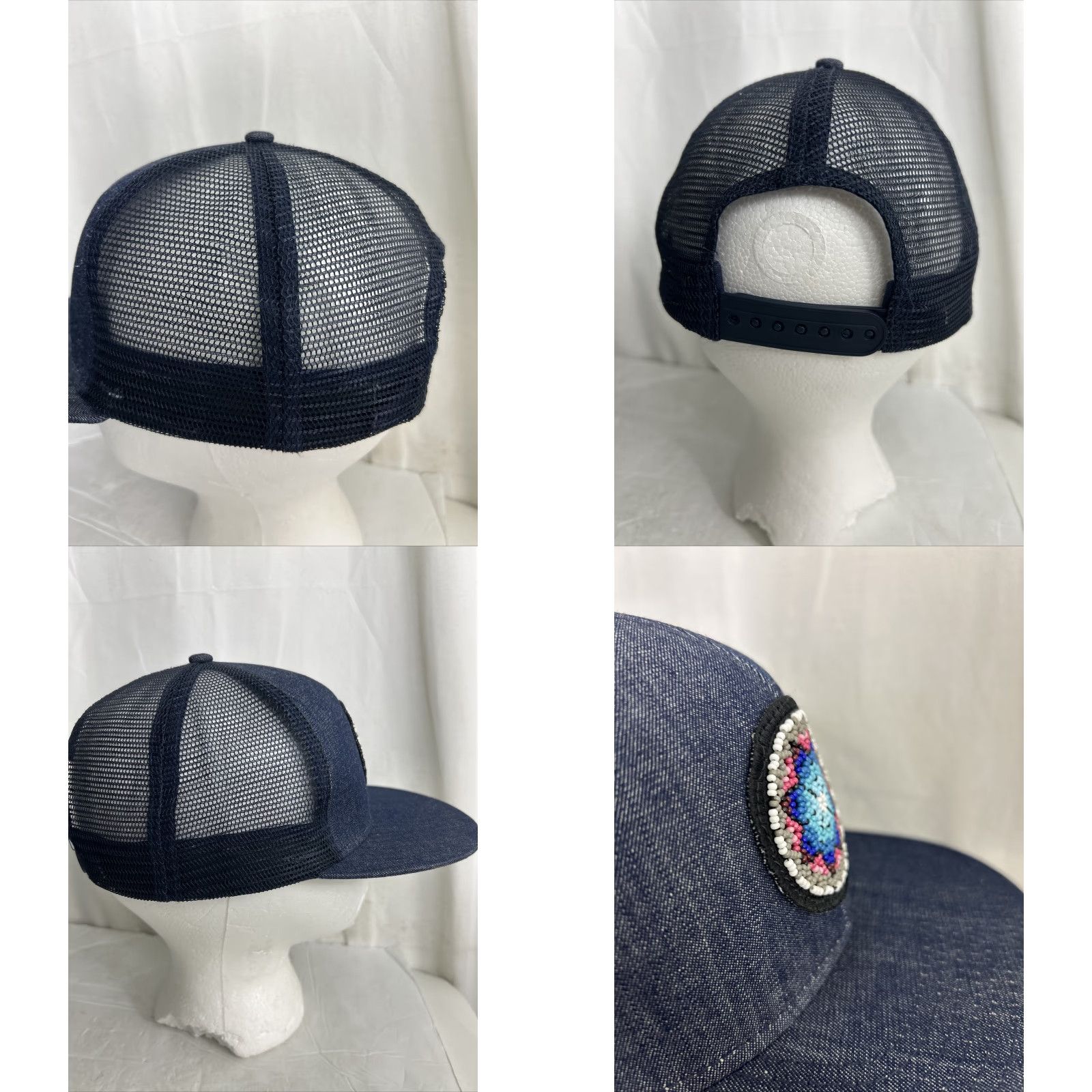 Denime VINTAGE Denim Trucker Hat Beaded South West Adjustable Womens Blue Size ONE SIZE - 8 Thumbnail