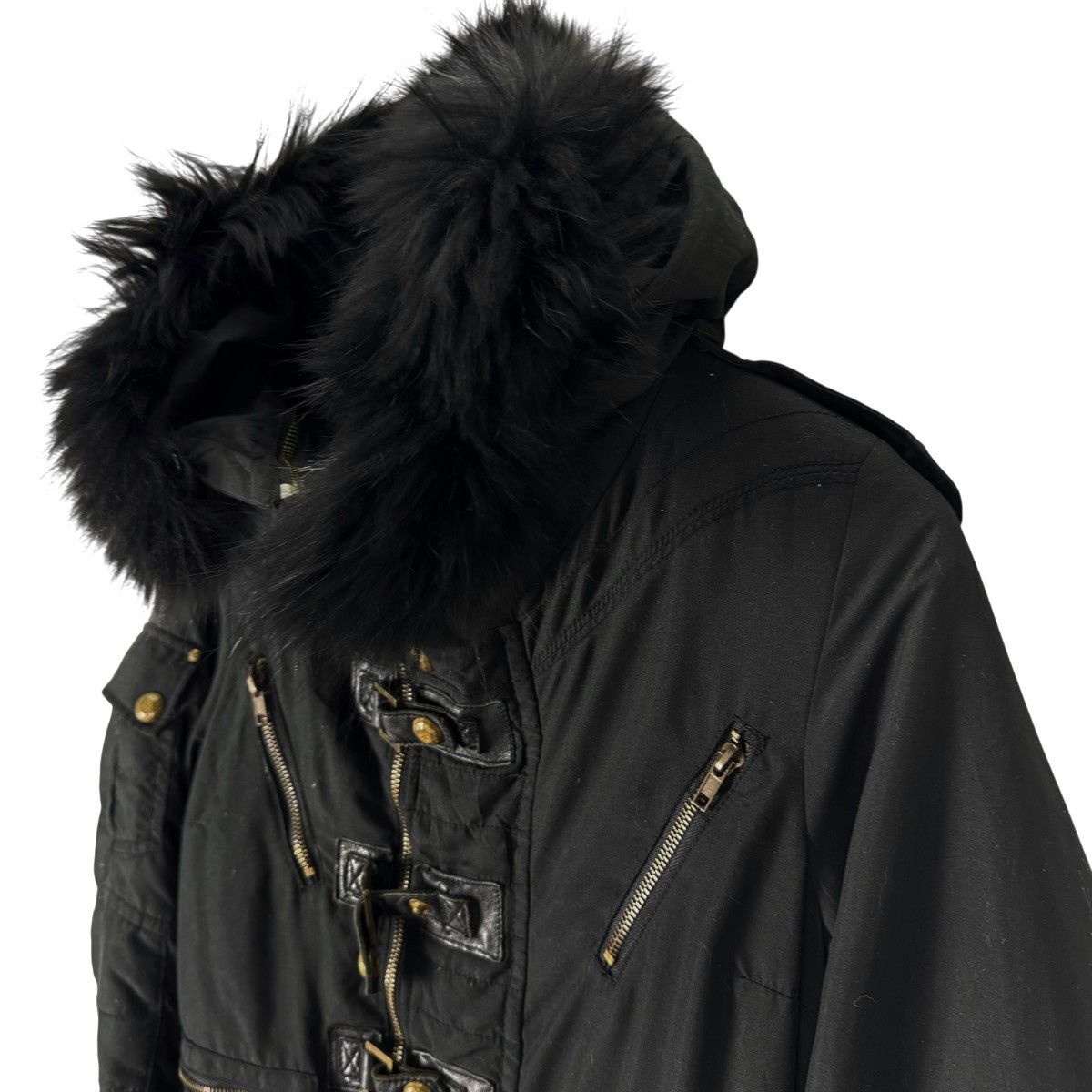 If Six Was Nine 🌟SLY GLAMOUR BONDAGE FUR HOODIE JACKET Size M / US 6-8 / IT 42-44 - 6 Thumbnail