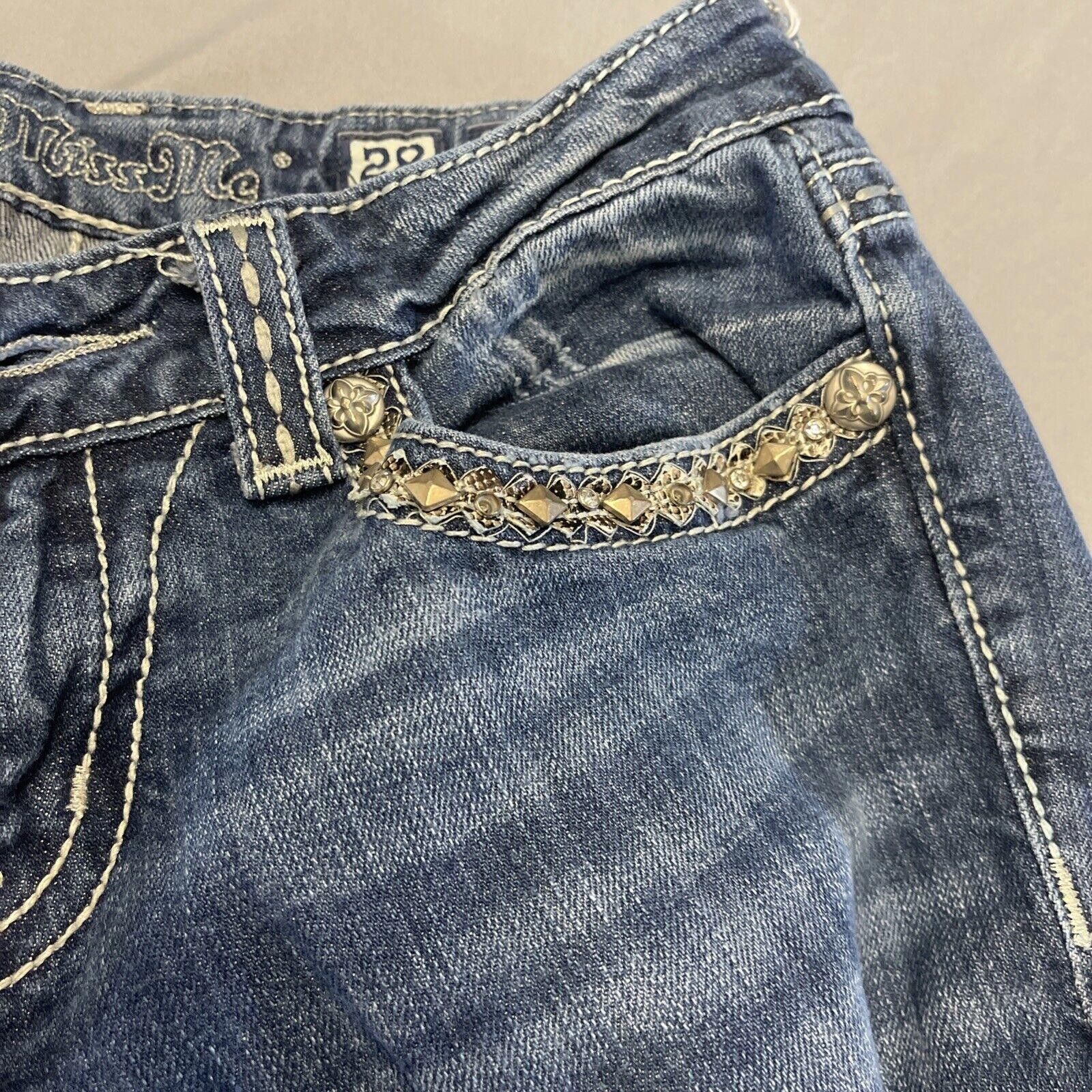 Designer MISS ME JW7132B Boot Rhinestone Bootcut Denim Jeans SIZE 28 Size 28" / US 6 / IT 42 - 6 Thumbnail