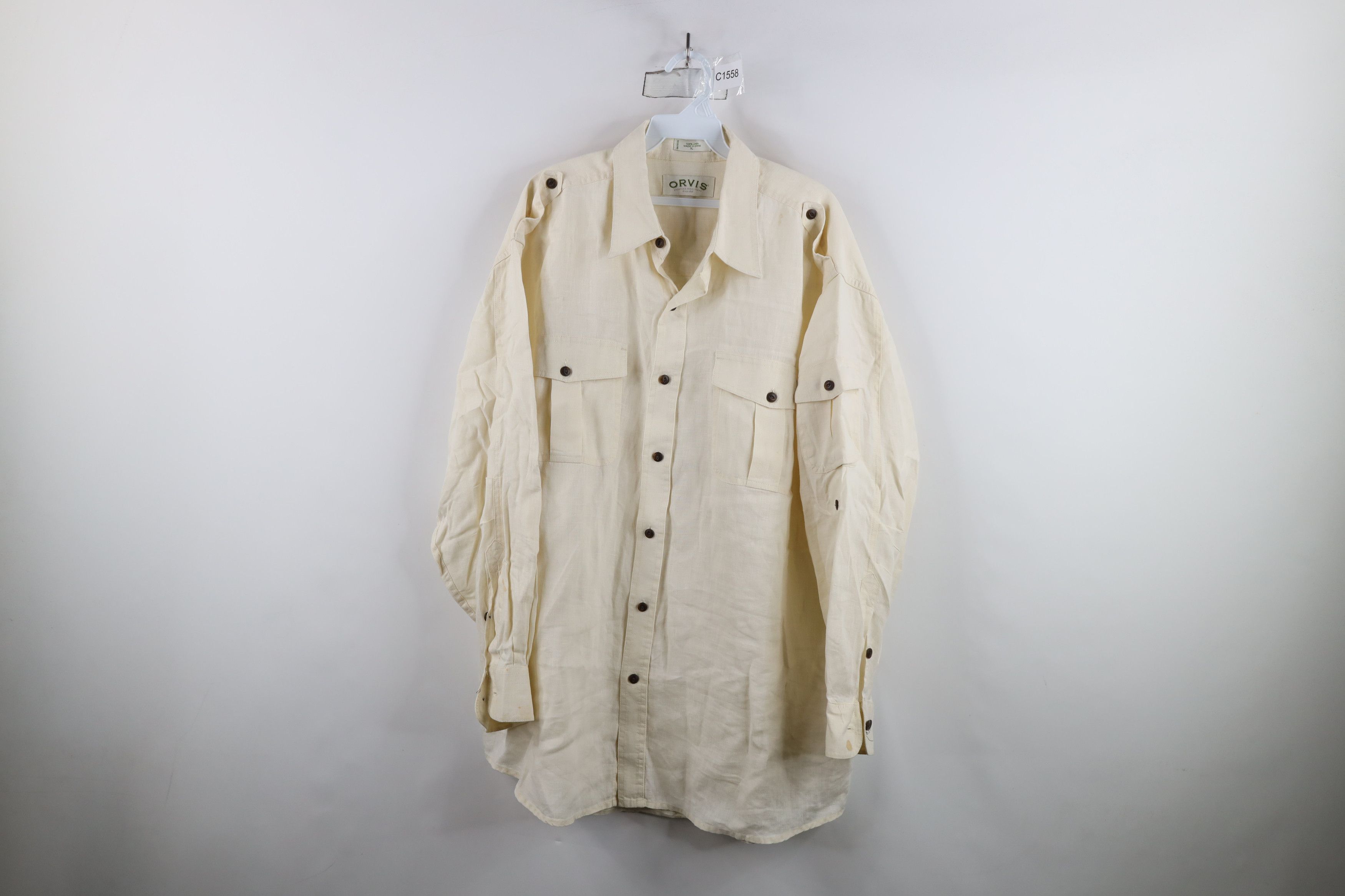 Orvis × Vintage Vintage 90s Orvis Linen Safari Bush Collared 