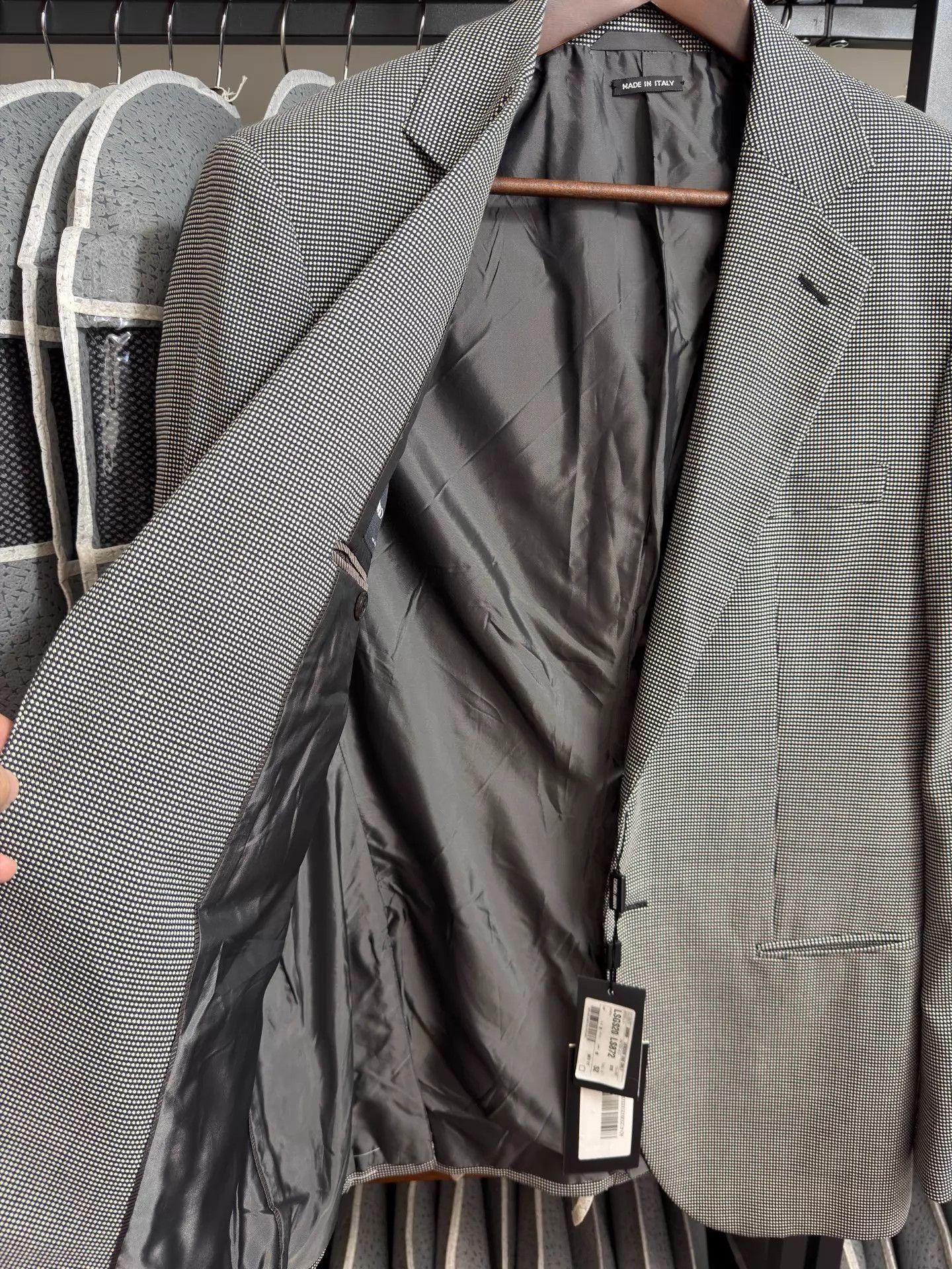 Giorgio Armani Gray Houndstooth Pattern Single-Breasted Blazer Size US XXS / EU 40 - 6 Thumbnail