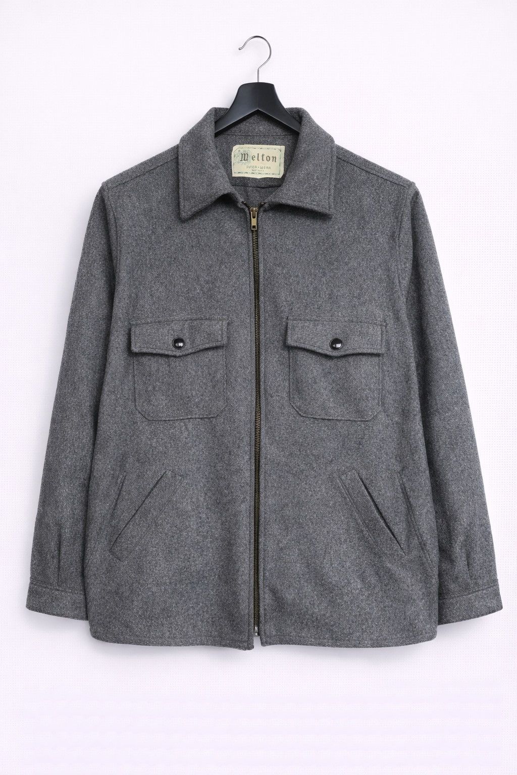 Vintage Vintage Melton Wool Work Jacket Grey Zip-Up Utility Jacket Size US M / EU 48-50 / 2 - 1 Thumbnail