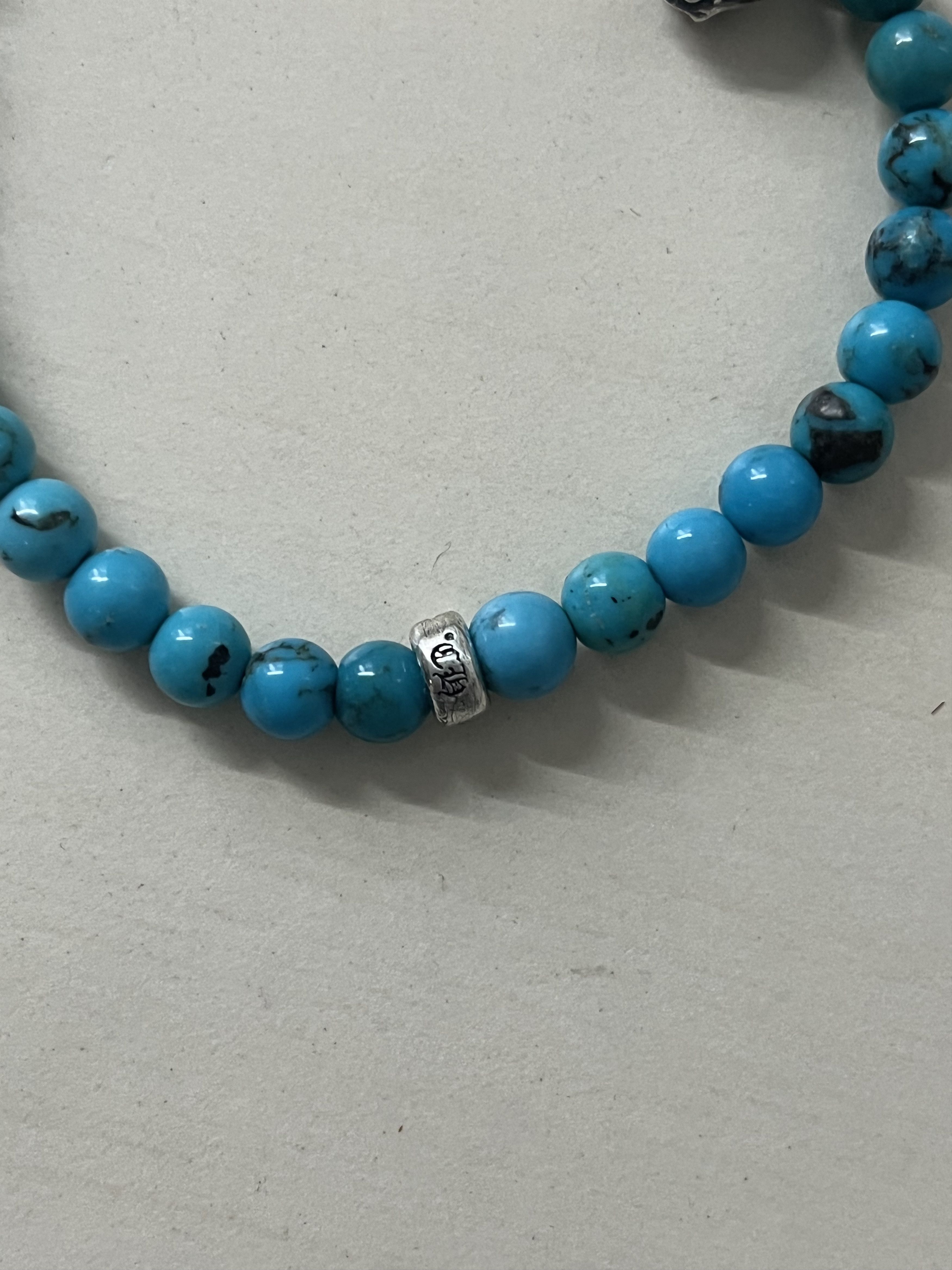 Chrome Hearts Chrome Hearts 6mm Turquoise 3 Silver Beaded Bracelet Size ONE SIZE - 6 Thumbnail