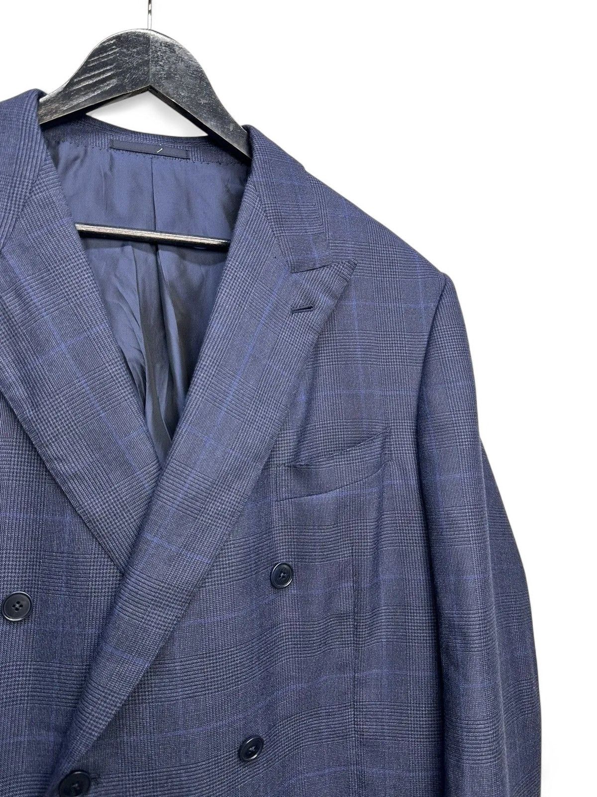 Ermenegildo Zegna Luxury Ermenegildo Zegna Wool Checked Navy Blazer Italy Size 48L - 6 Thumbnail