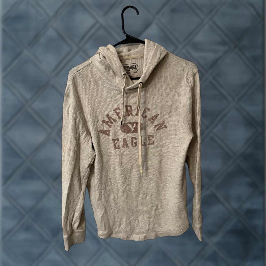 American Eagle Outfitters VINTAGE American Eagle Hoodie Men Small Pullover Long Sleeve Drawstring Beige Casual Clothes Size US S / EU 44-46 / 1 - 1 Thumbnail
