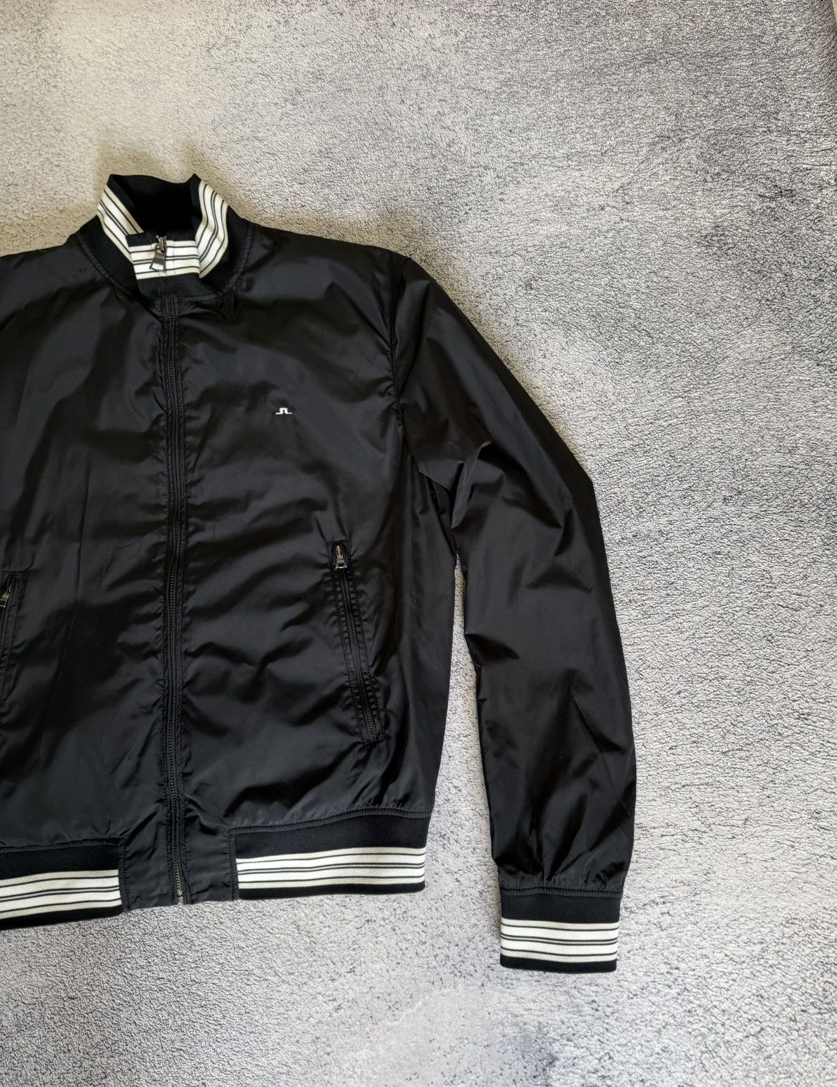 J.Lindeberg J Lindeberg Bomber Jacket Black Nylon Striped Trim Men M Size US M / EU 48-50 / 2 - 7 Thumbnail