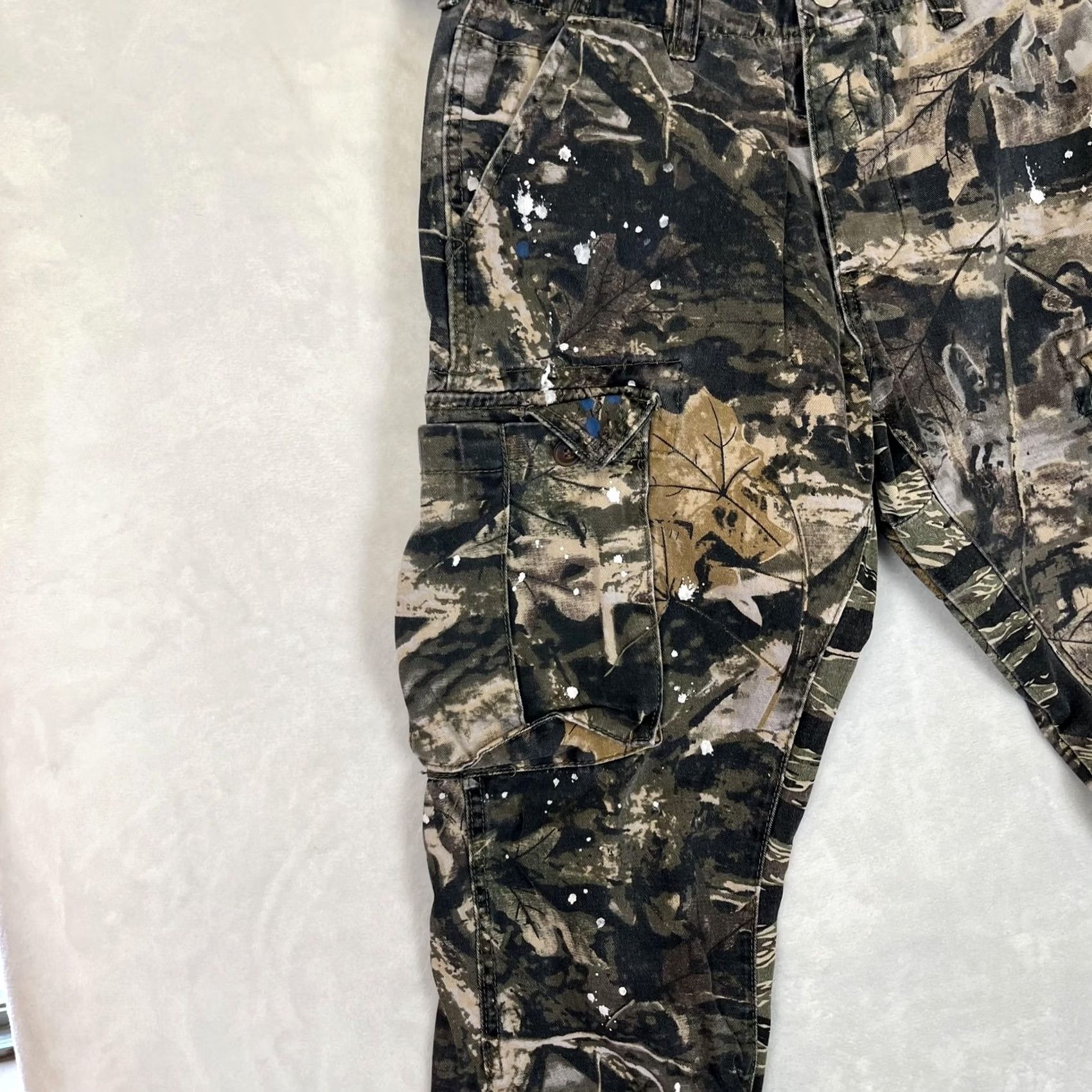 MNML MNML Cargo Pants Mens 30x34 Camouflage Canvas Paint Splatter Adjustable Waist Size US 30 / EU 46 - 3 Thumbnail