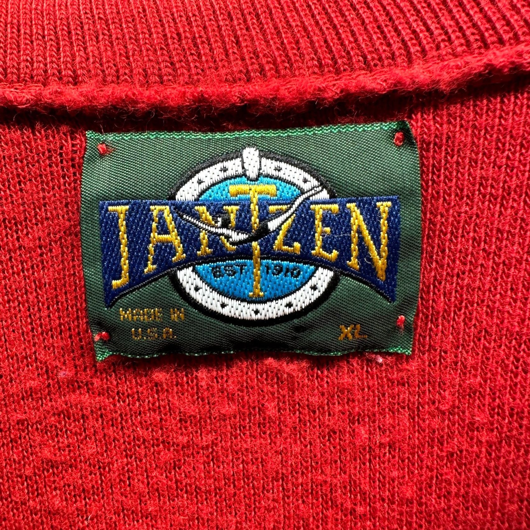Jantzen VINTAGE Jantzen Sweater Mens XL Red Knit Acrylic V-Neck 80s Pullover Long Sleeve Size US XL / EU 56 / 4 - 3 Thumbnail