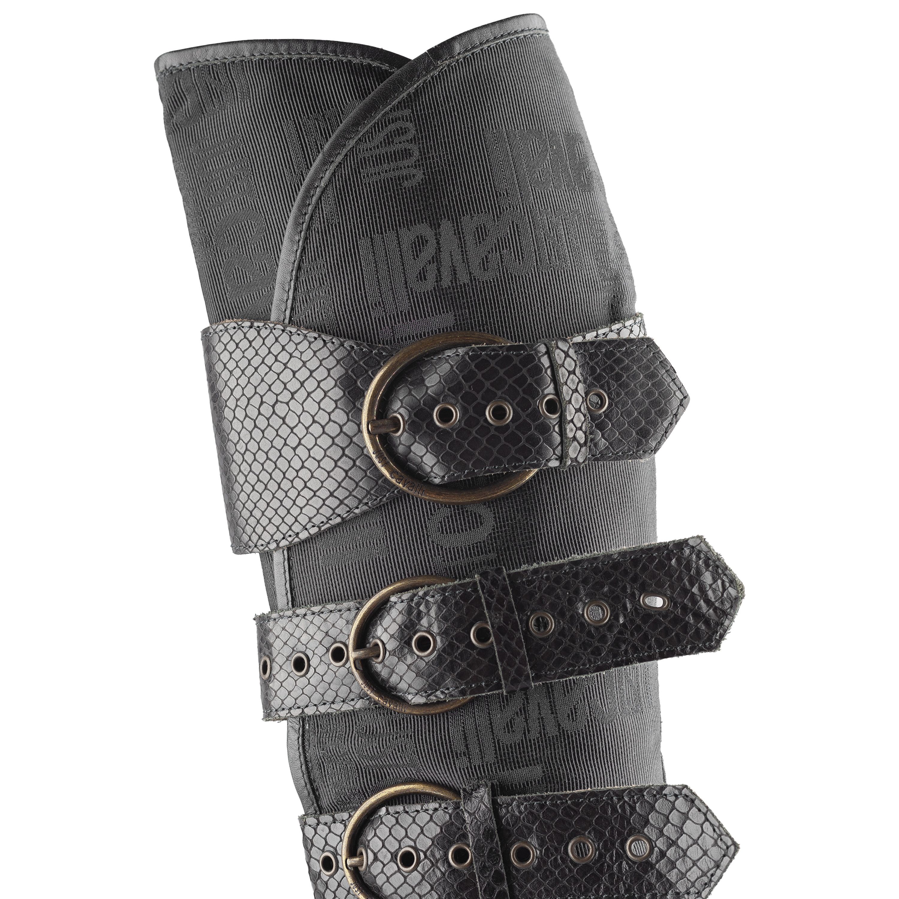 Just Cavalli Just Cavalli Black Monogram Pointed Toe Boots (38 EU) Size US 7 / IT 37 - 3 Thumbnail