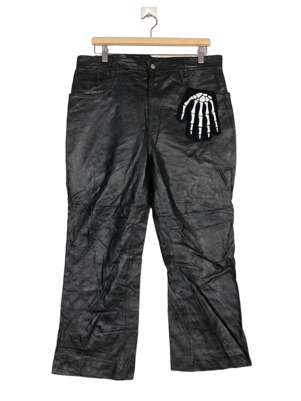 Genuine Leather 🔥90’s Riot Bowcut Design Genuine Leather Pants Union Made Size US 34 / EU 50 - 1 Thumbnail