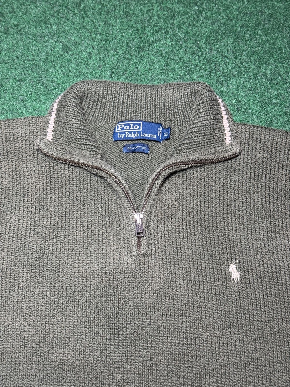 Polo Ralph Lauren Polo Ralph Lauren Vintage 1/4 Zip Cotton Olive Sweatshirt Size US XL / EU 56 / 4 - 2 Thumbnail