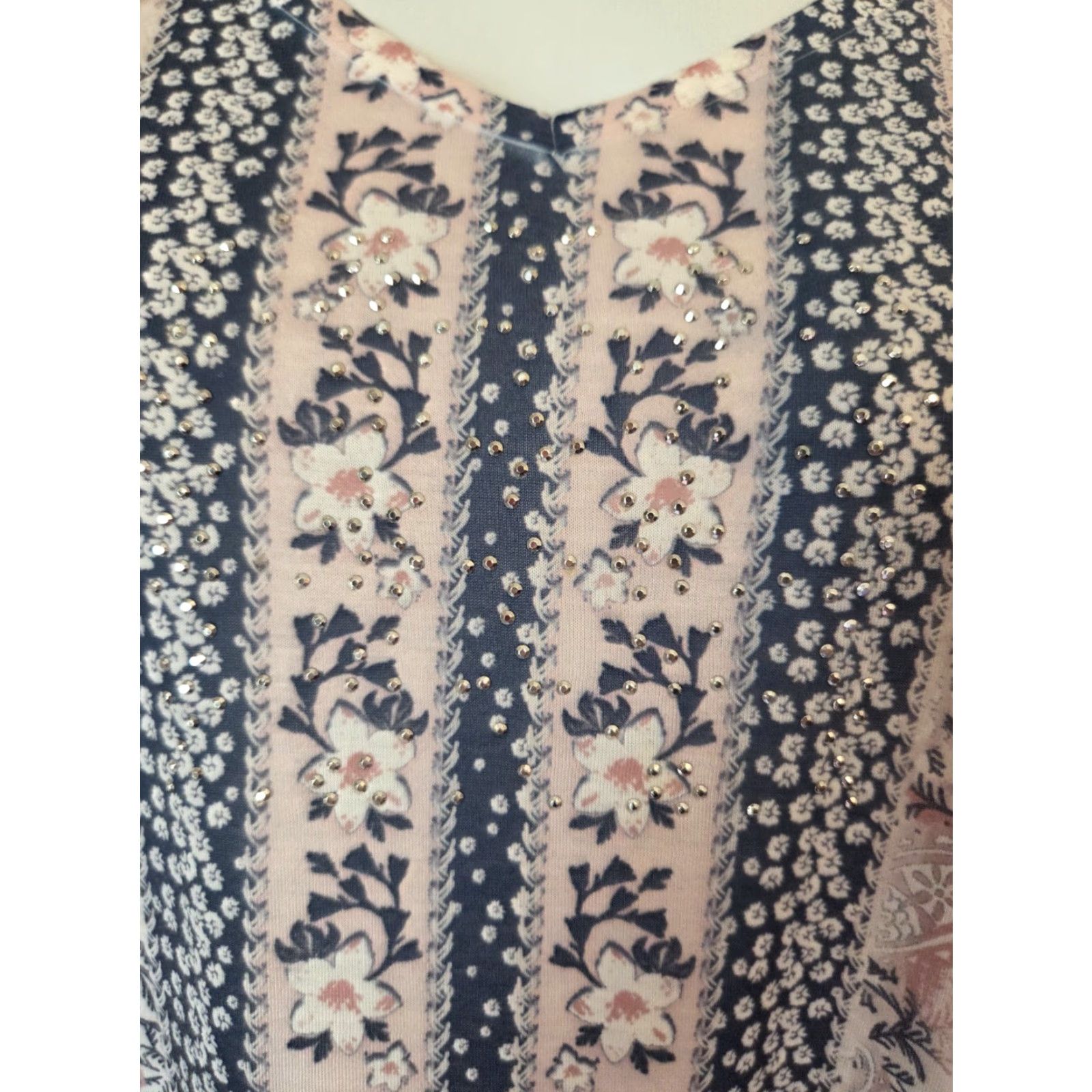 Avenue Avenue Floral Paisley Print Studded Lightweight Casual Top 18/20 Multicolor Bohemian Hippie Blouse Womens Size XXL / US 16-18 / IT 52-54 - 3 Thumbnail