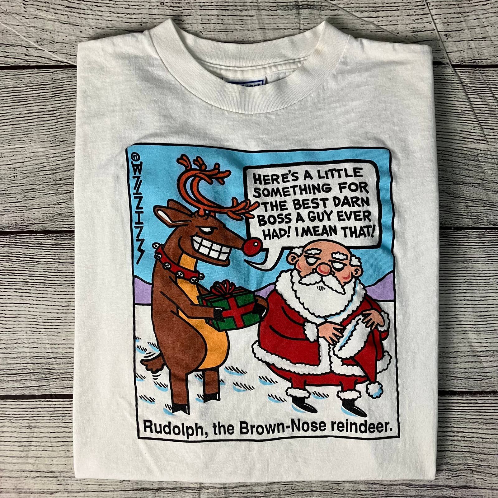 Vintage Vintage 1990s Rudolph The Brown Nose Reindeer Comedy T-shirt ...