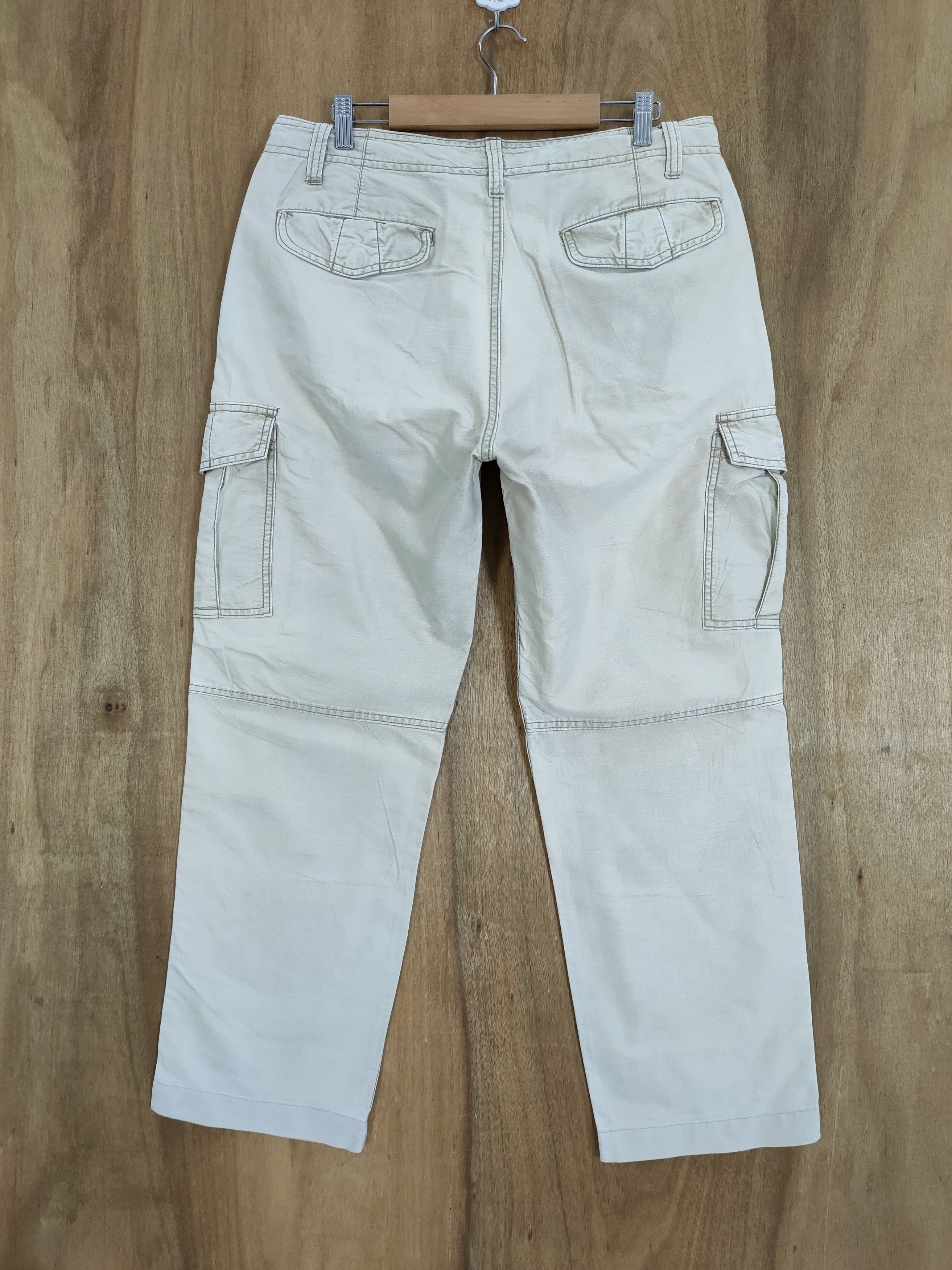Japanese Brand × Numbers VINTAGE BACK NUMBER WHITE YELLOW BAGGY CARGO PANTS Size US 34 / EU 50 - 2 Thumbnail