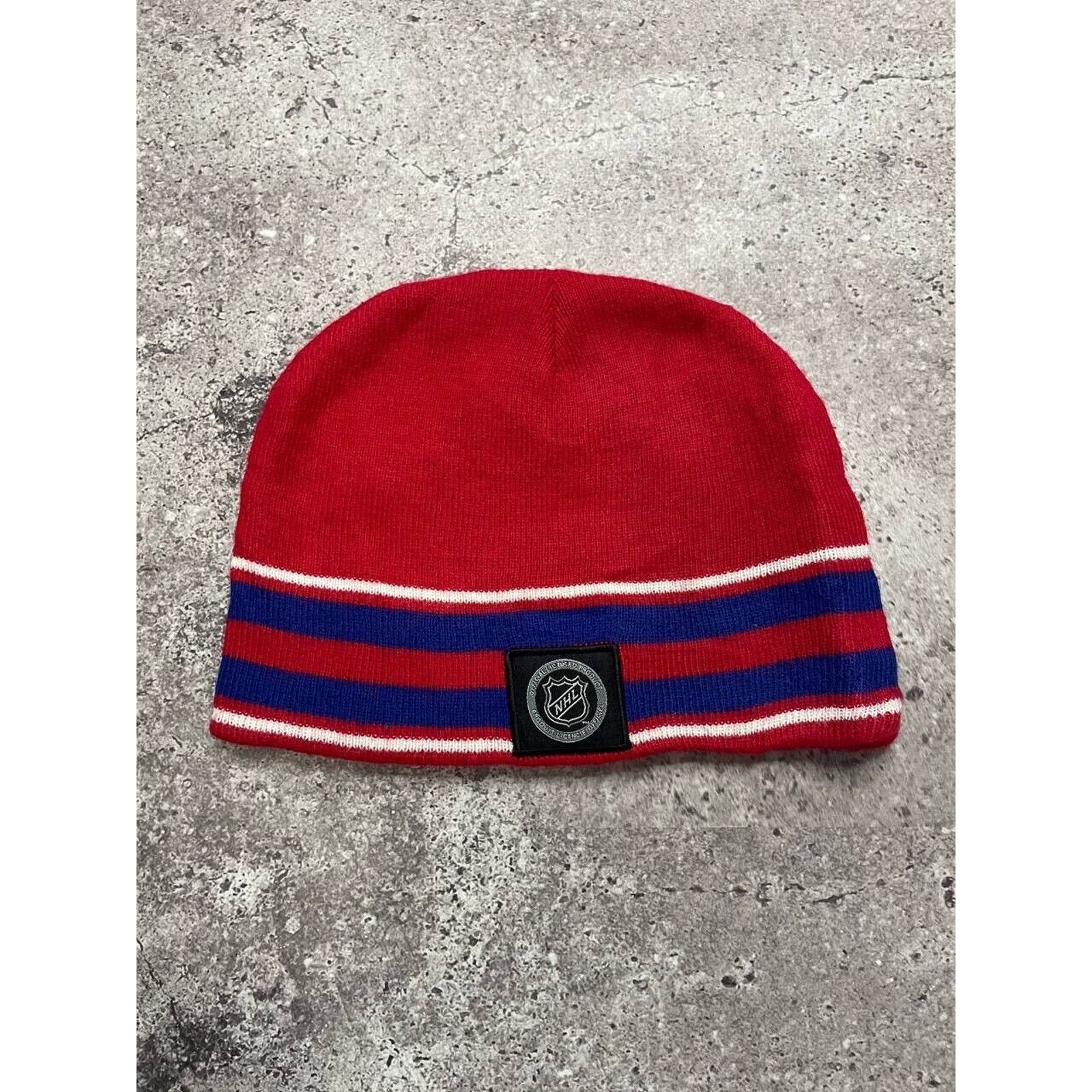 NHL × Vintage Vintage Montreal Canadiens Red Blue Knit Beanie NHL Winter Size ONE SIZE - 2 Thumbnail