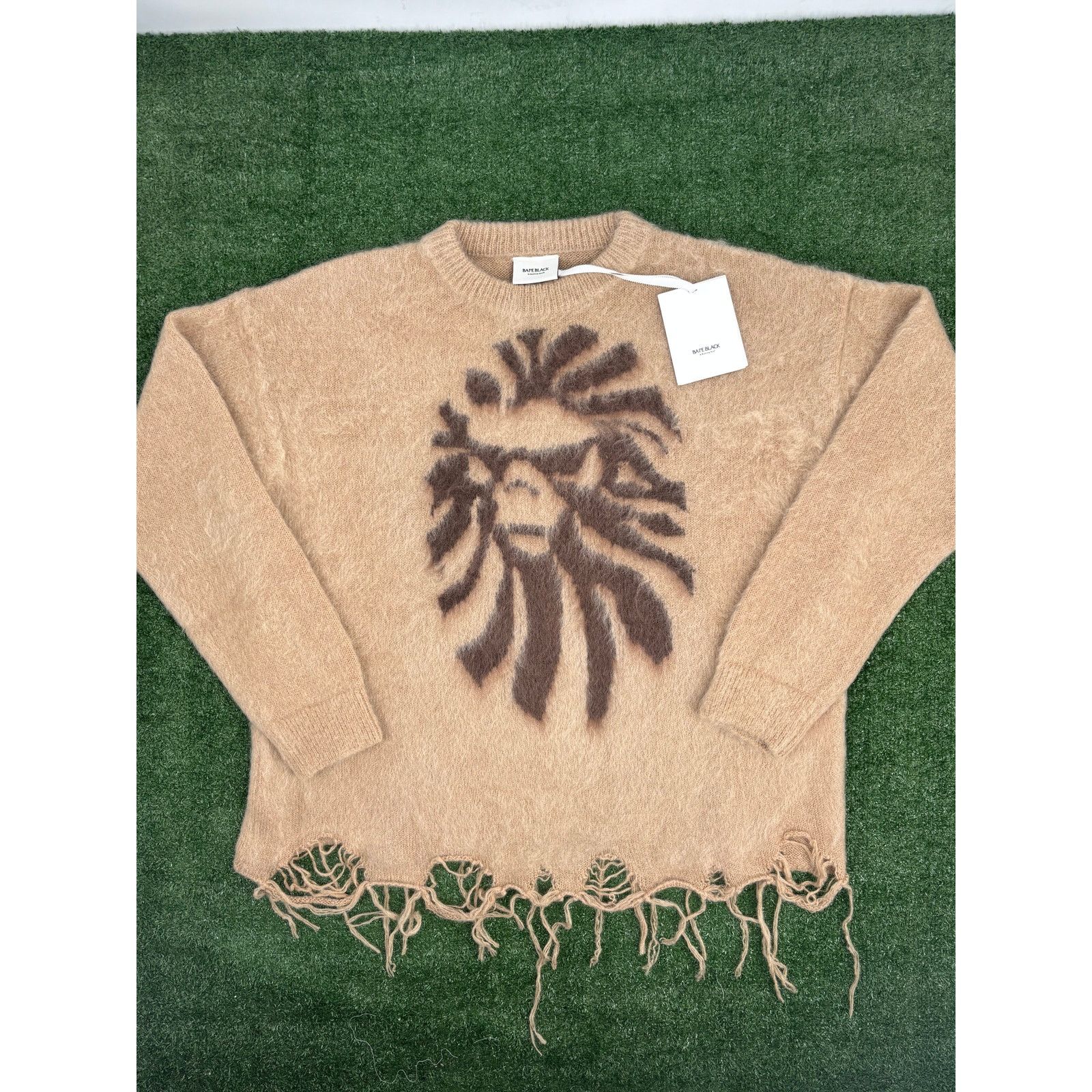 Bape BAPE Black Japan Distress Knitted Sweater Light Beige XL Size US XL / EU 56 / 4 - 1 Thumbnail