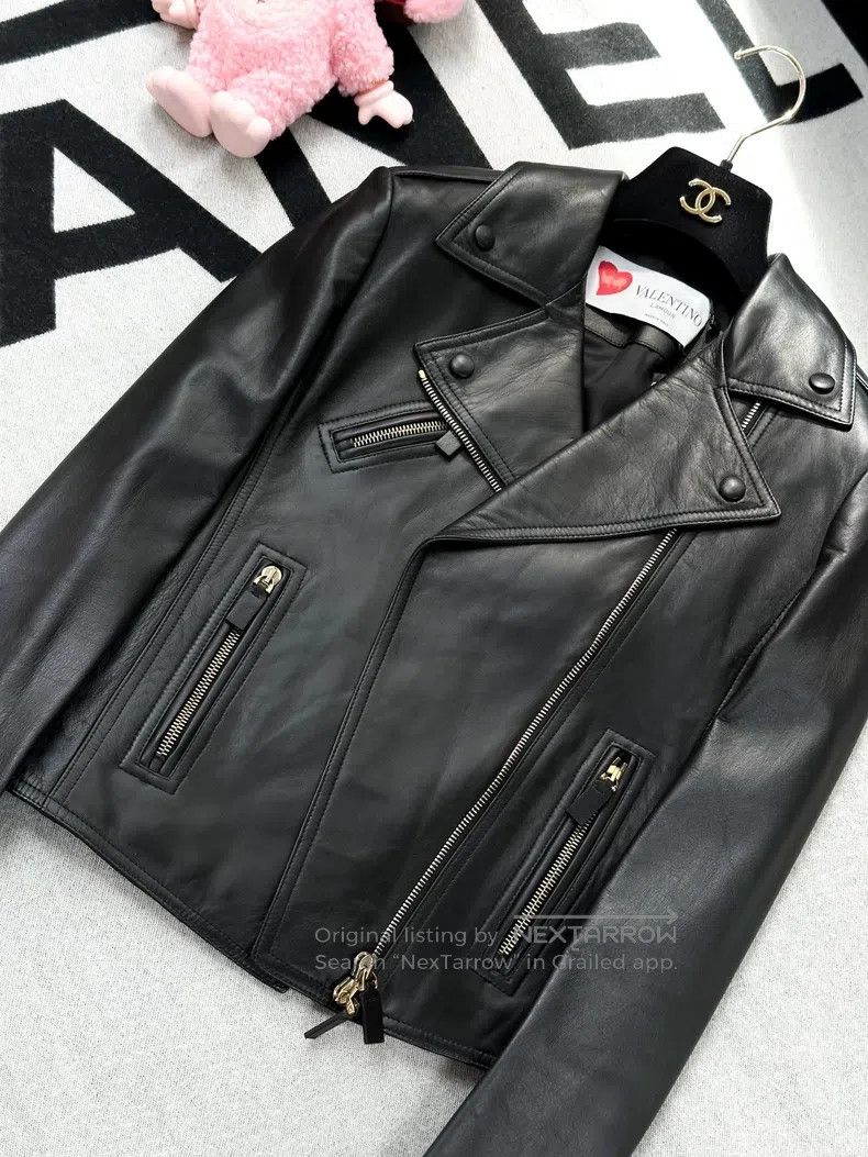Other Valentino Black long-sleeved cropped leather jacket Size S / US 4 / IT 40 - 6 Thumbnail