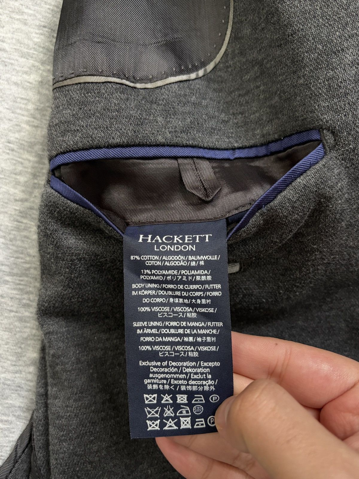 Hackett Hackett London Grey Cotton Blend Knit Sport Coat XL Size 44R - 6 Thumbnail