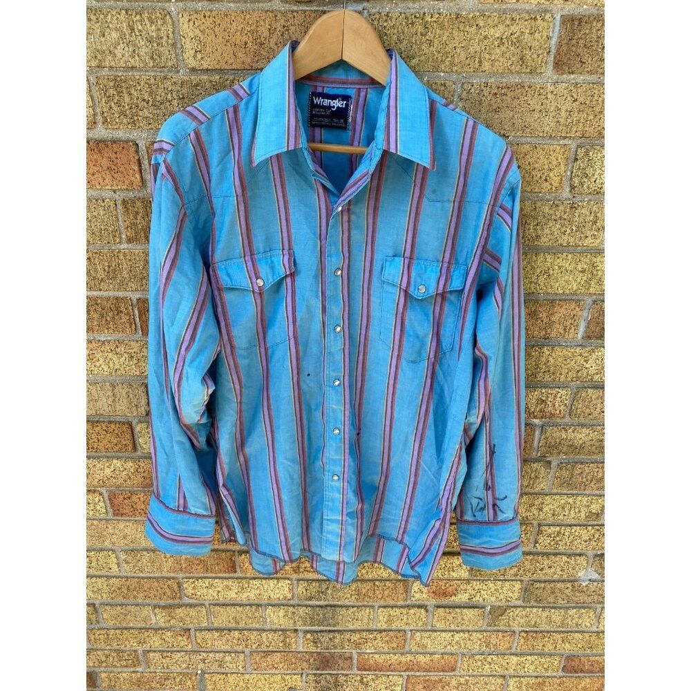 Wrangler Vintage Wrangler Pearl Snap Shirt Men Cowboy Cut Regular Fi Size US M / EU 48-50 / 2 - 2 Thumbnail