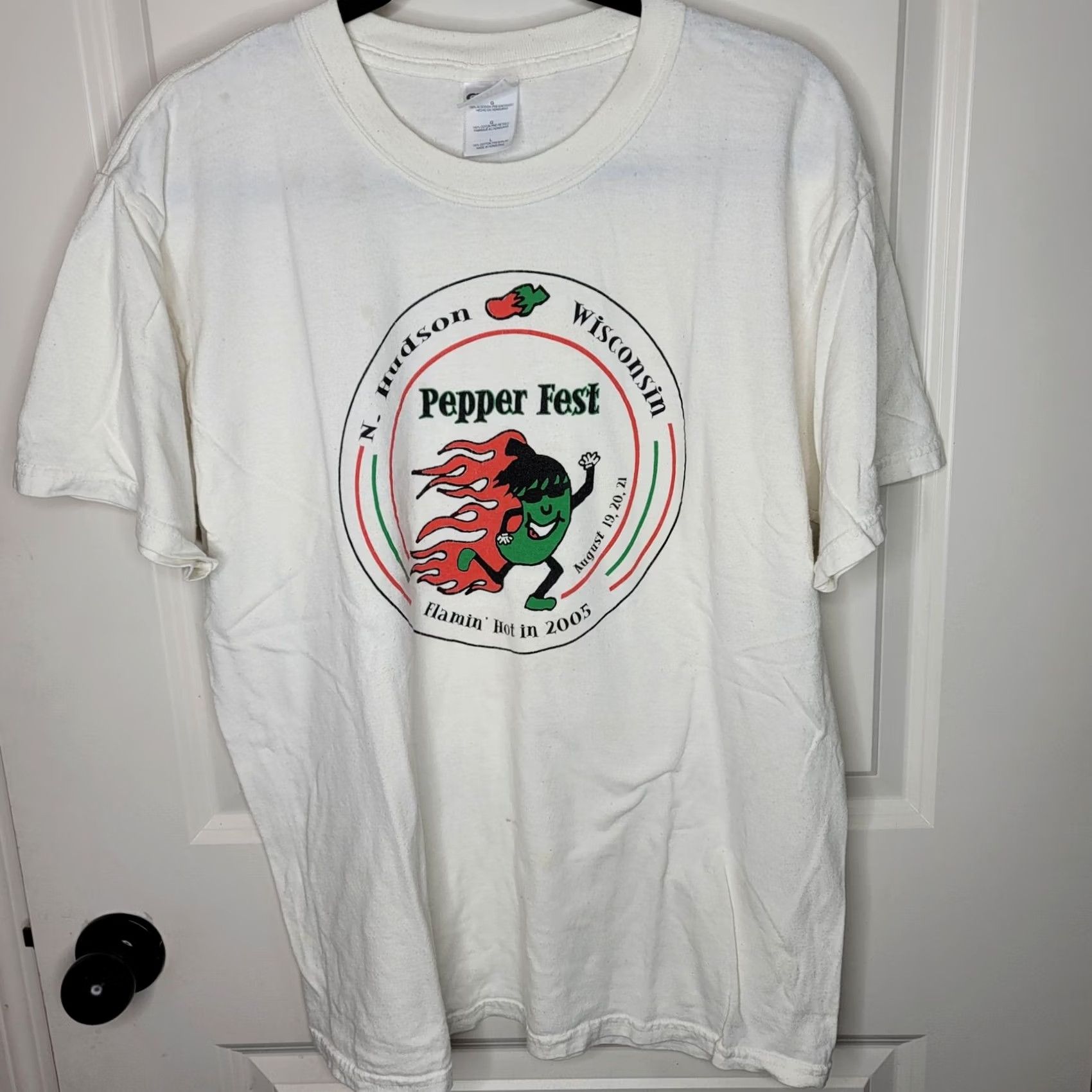 Gildan VINTAGE Gildan Shirt Mens L White North Hudson Pepper Fest Graphic Tee Size US L / EU 52-54 / 3 - 2 Thumbnail