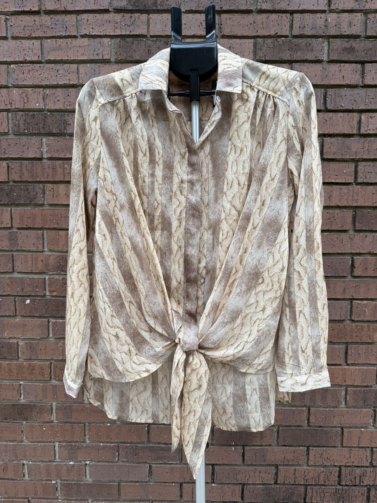 Other Entro Snake Skin Print Relaxed Sheer Blouse Front Tie Size S / US 4 / IT 40 - 1 Thumbnail