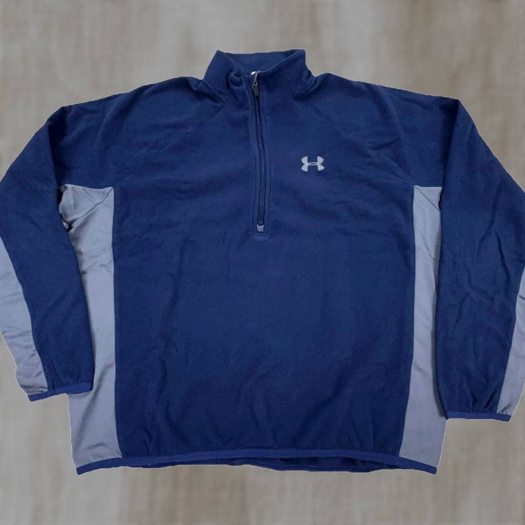 Under Armour Under Armour Sweater Men Large Blue Gray Pullover Half Zip Fleece Sweatshirt Size US L / EU 52-54 / 3 - 1 Thumbnail