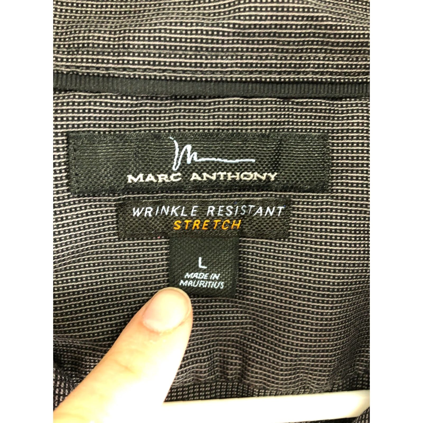 Marcs Marc Anthony Mens Large Wrinkle Resistant Gray Long Sleeve Spread Collar Shirt Size US L / EU 52-54 / 3 - 6 Thumbnail