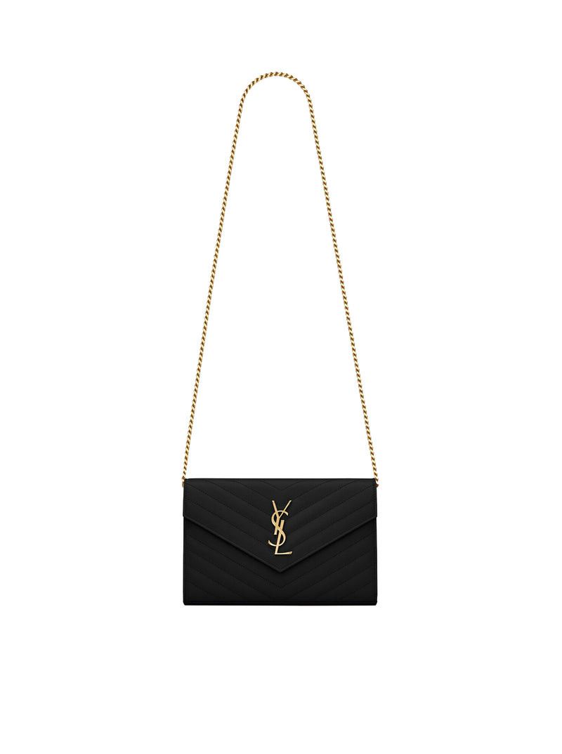 Saint Laurent Paris LEATHER CLUTCH WITH CHAIN AND CASSANDRE LOGO Size ONE SIZE - 1 Thumbnail