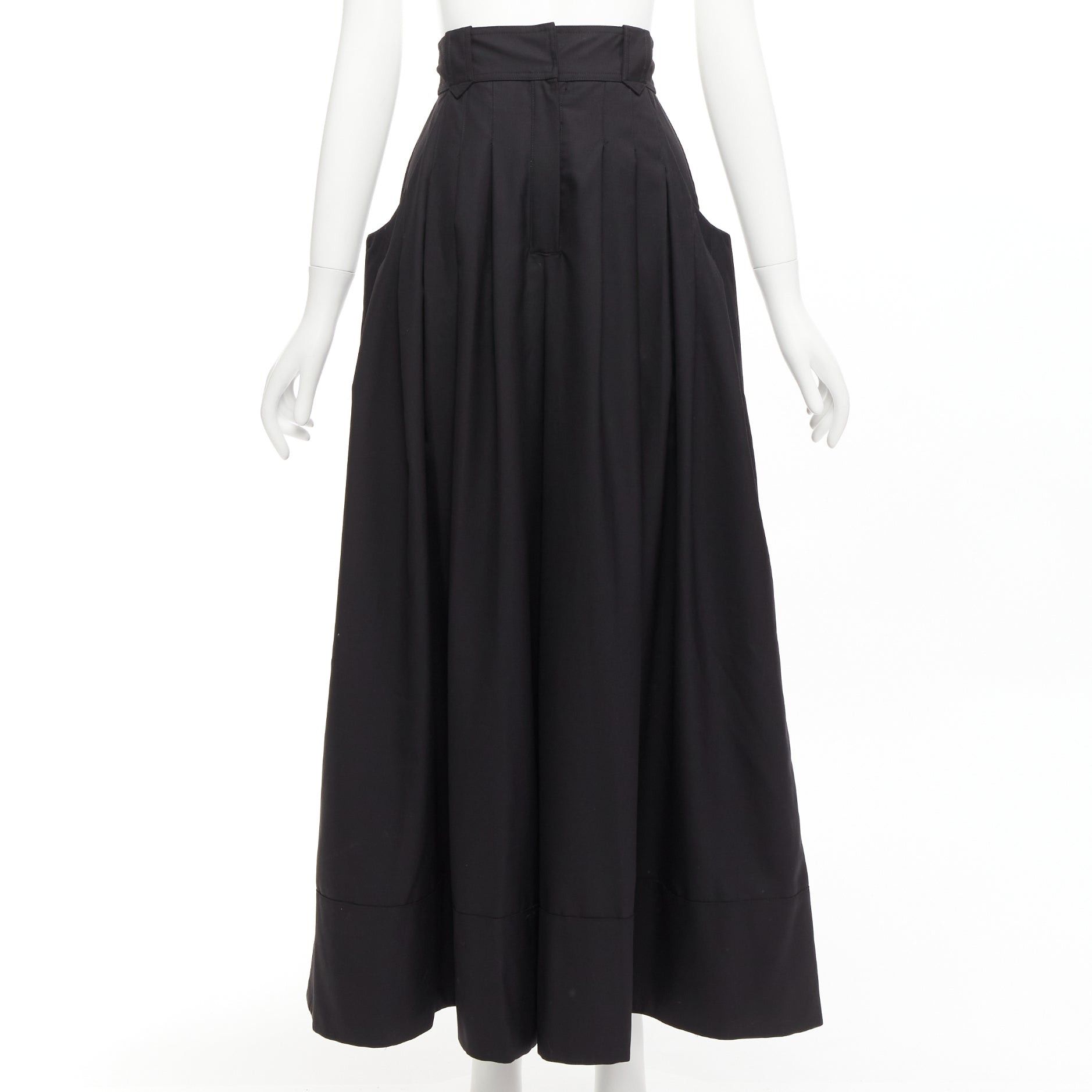 image of Aje 2018 Black Wool Blend Pleated High Waist Wide Culottes Pants Uk4 Xxs, Women's (Size 25)