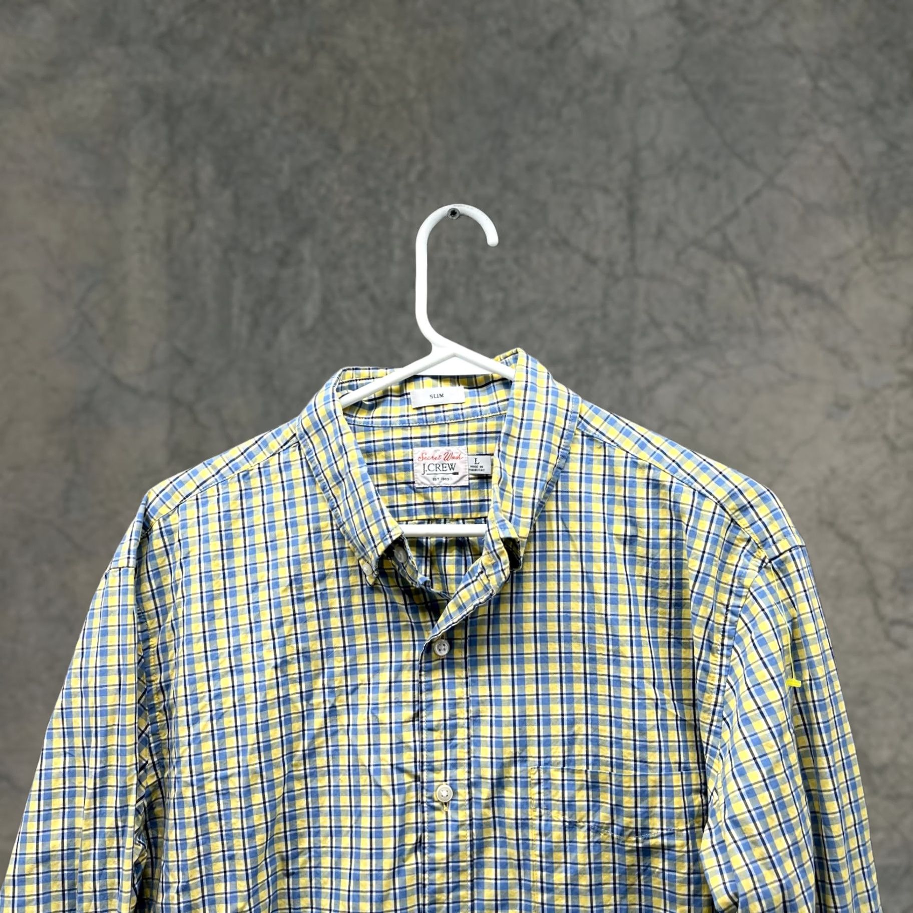J.Crew J.CREW Shirt Men Large Cotton Green Yellow Button-Down Slim Plaid Casual Formal Workwear 44 in Chest Vintage No Size US L / EU 52-54 / 3 - 1 Thumbnail