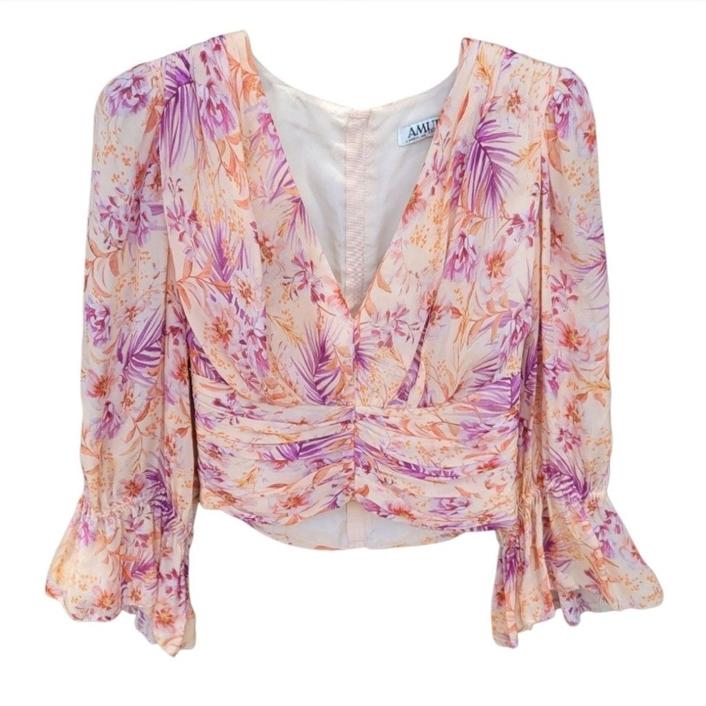 Amur EUC Amur Gitana Floral Silk Cropped Blouse Size S / US 4 / IT 40 - 8 Thumbnail