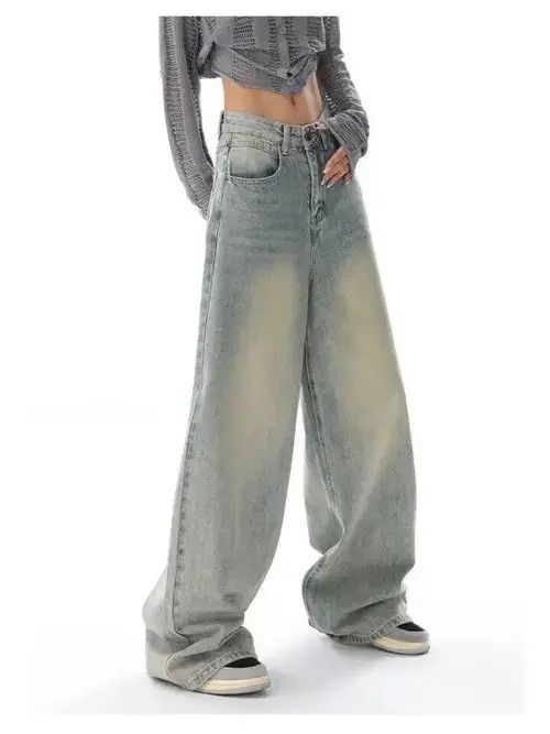 Japanese Brand Retro Distressed Blue Baggy Jeans Women Y2k Grunge Size 27" / US 4 / IT 40 - 2 Thumbnail