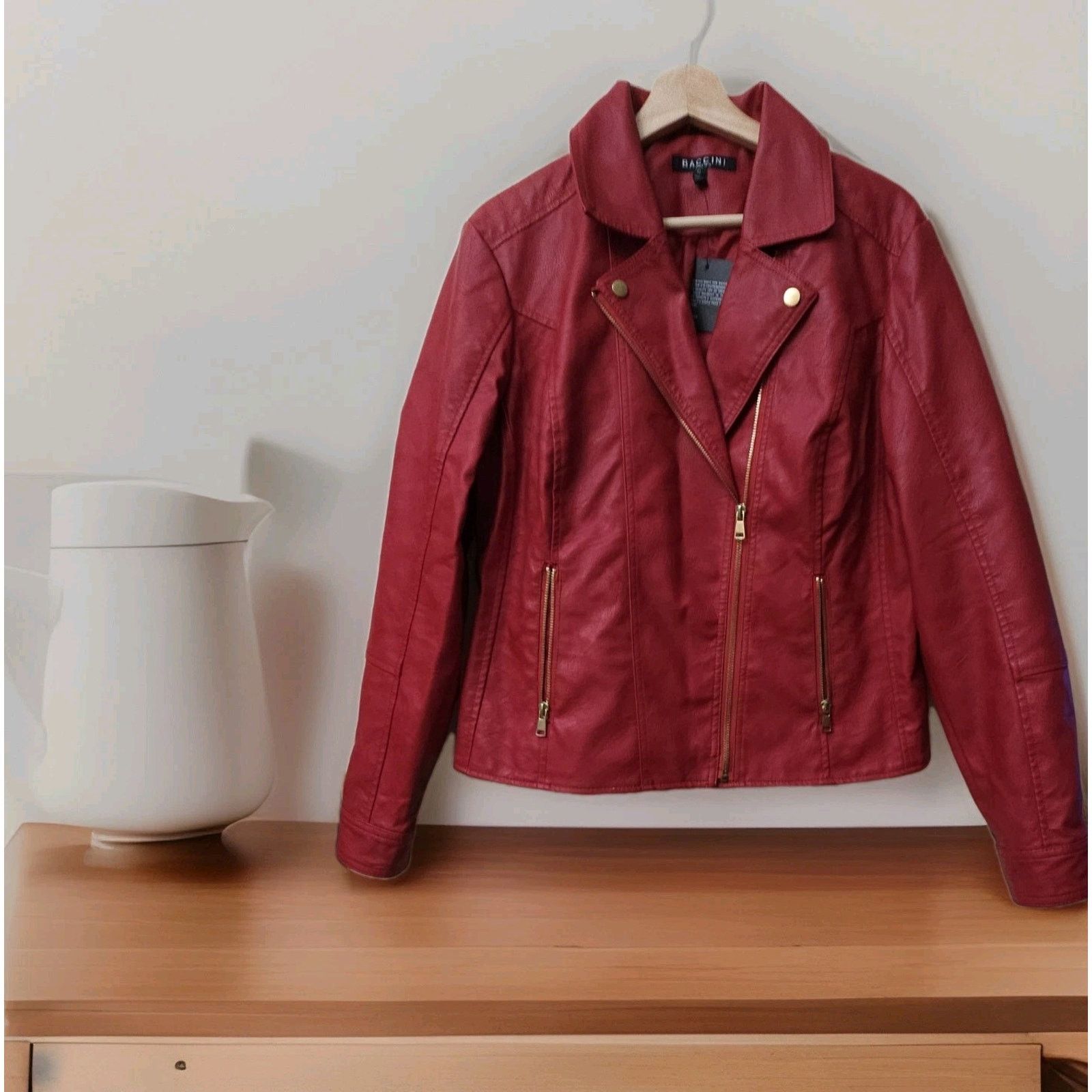 Other Baccini Women's Red Faux Leather Moto Biker Jacket XL Size XL / US 12-14 / IT 48-50 - 1 Thumbnail