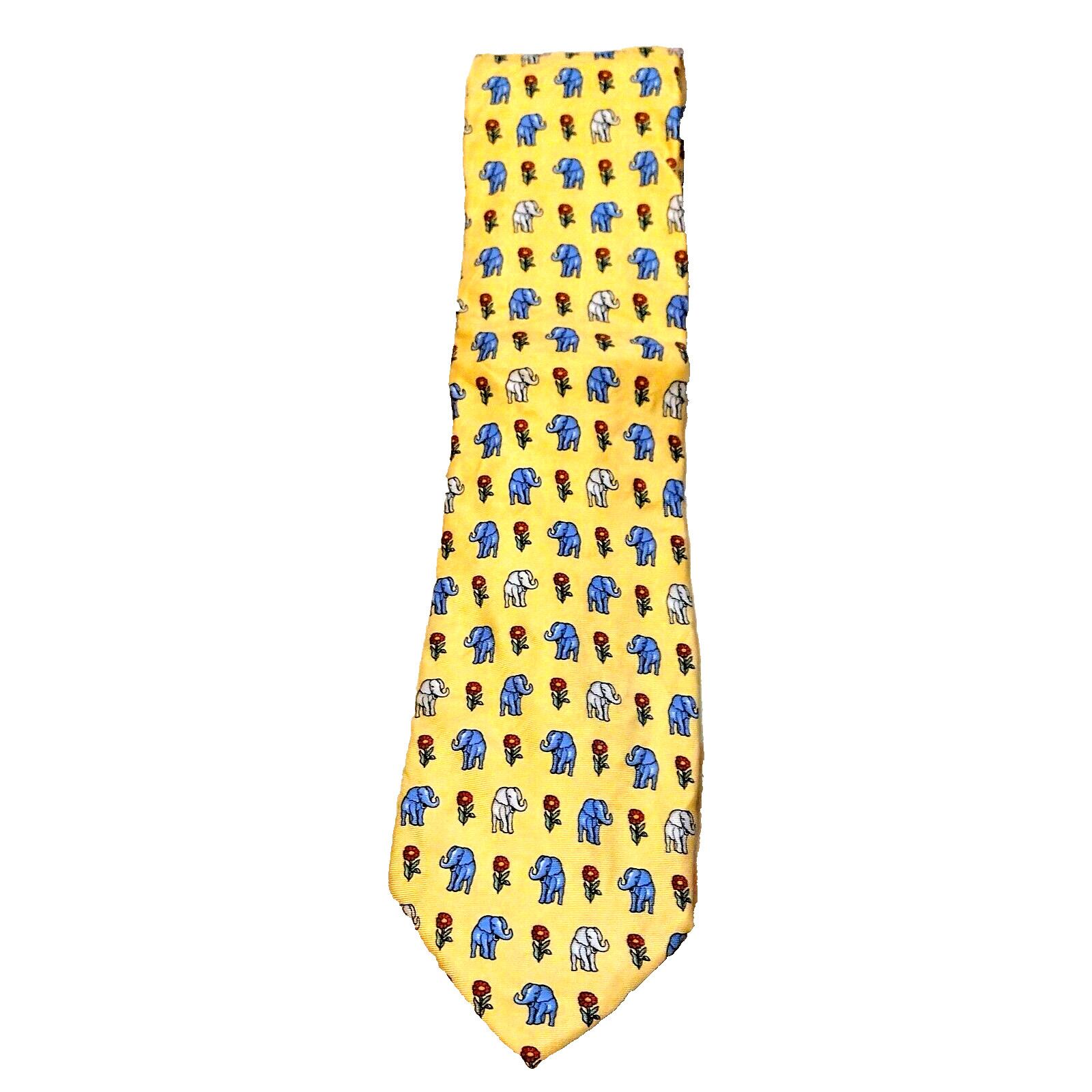 Austin Reed Austin Reed Silk Yellow w/ Elephants Necktie 54in Rep. Party Size ONE SIZE - 1 Thumbnail