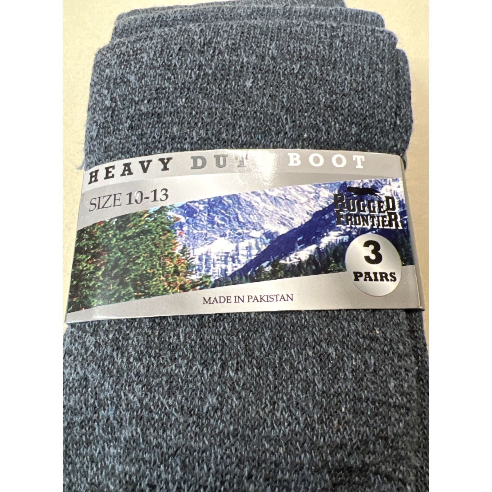 Vintage Rugged Frontier Boots Socks 3 Pairs Thermal Heavy Duty Gray/Black 10-13 Mens Boot Socks Outdoor Warm & Comfortable Size ONE SIZE - 2 Thumbnail