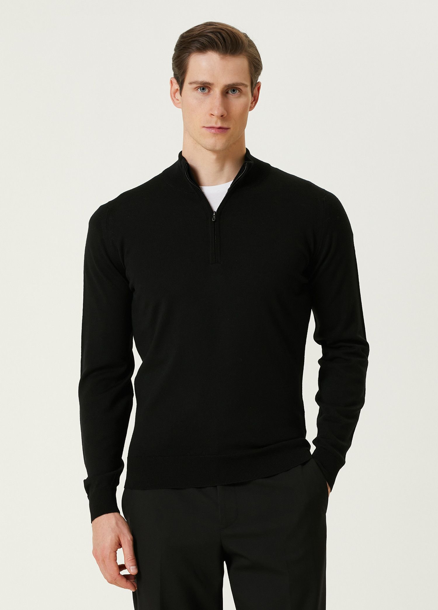 John Smedley JOHN SMEDLEY Tapton black half zip wool sweater Medium Size US M / EU 48-50 / 2 - 1 Thumbnail