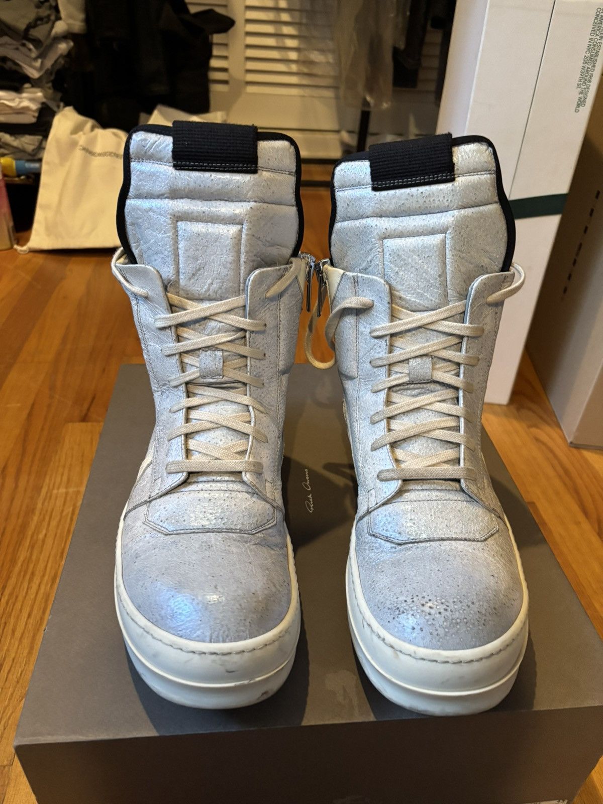 Rick Owens Rick Owens 2017 geobasket scrape in pelle size 43 Size US 10 / EU 43 - 2 Thumbnail