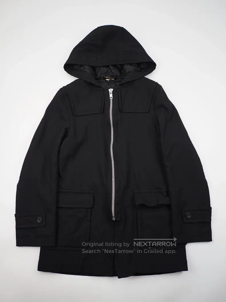 Comme Des Garcons Black long hooded coat in size S