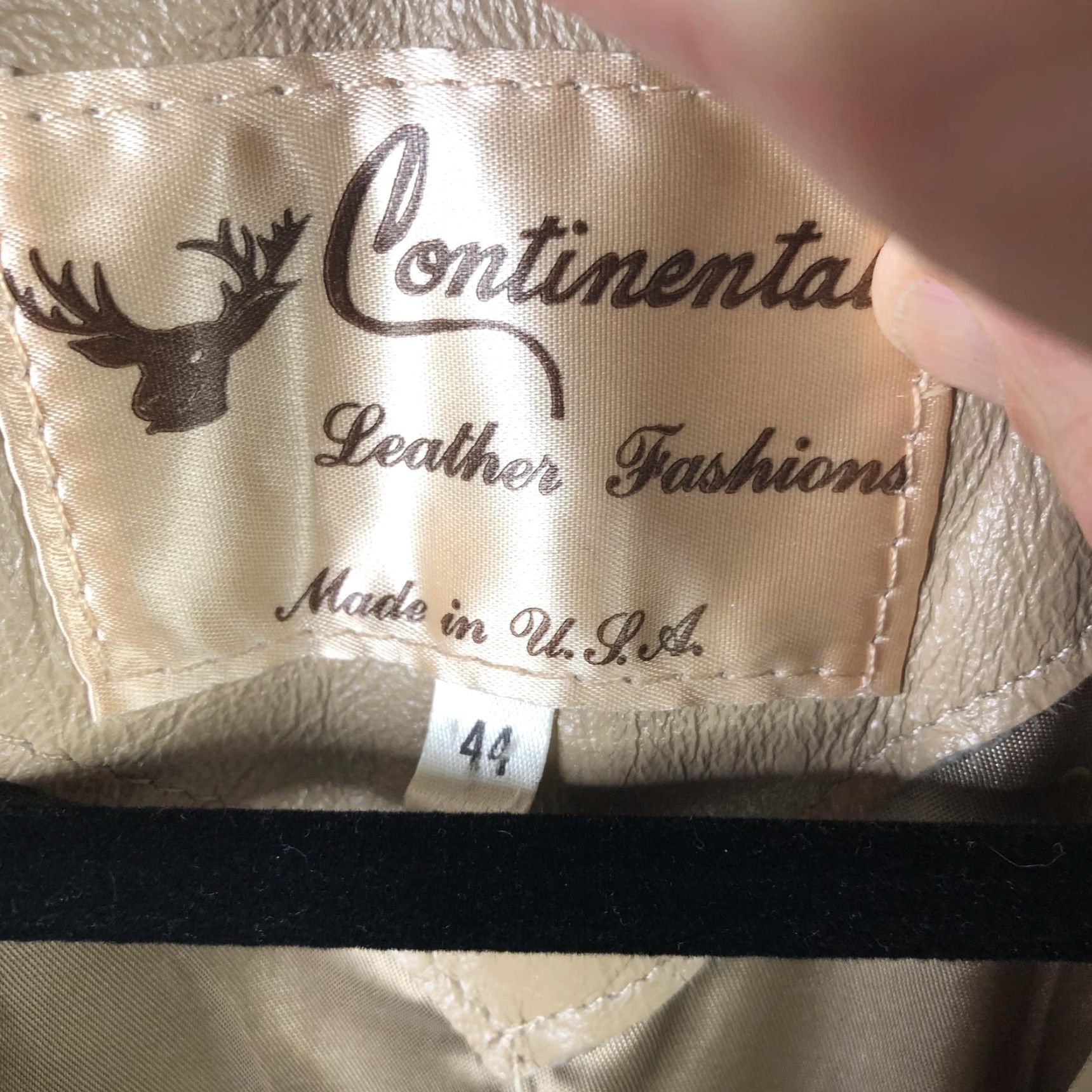 Vintage Continental Blazer Mens 44 Beige Leather Western Sport Coat Two-Button USA Size 44R - 5 Thumbnail