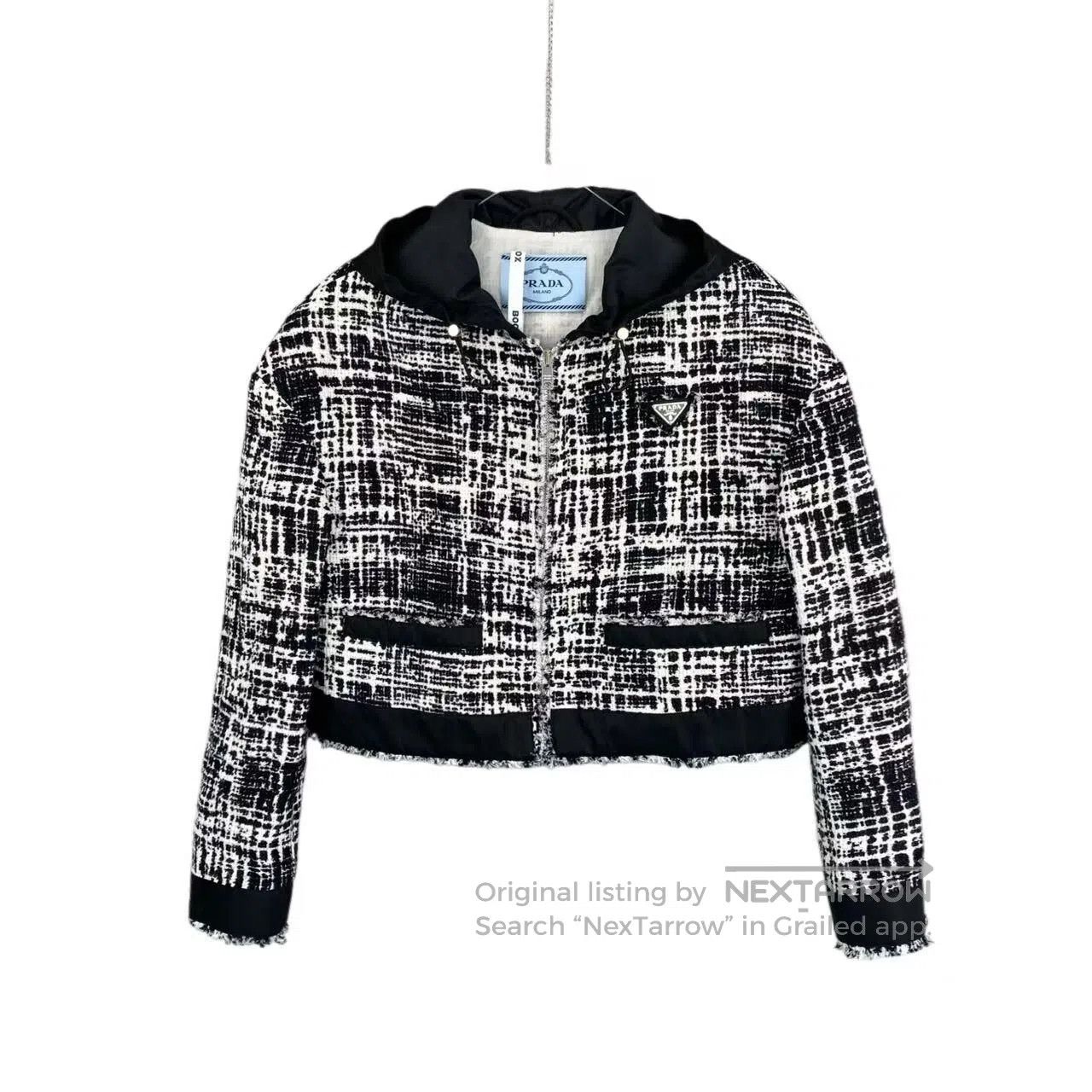 Prada Prada Black and white tweed triangle fringed coat| Size XS / US 0-2 / IT 36-38 - 1 Thumbnail