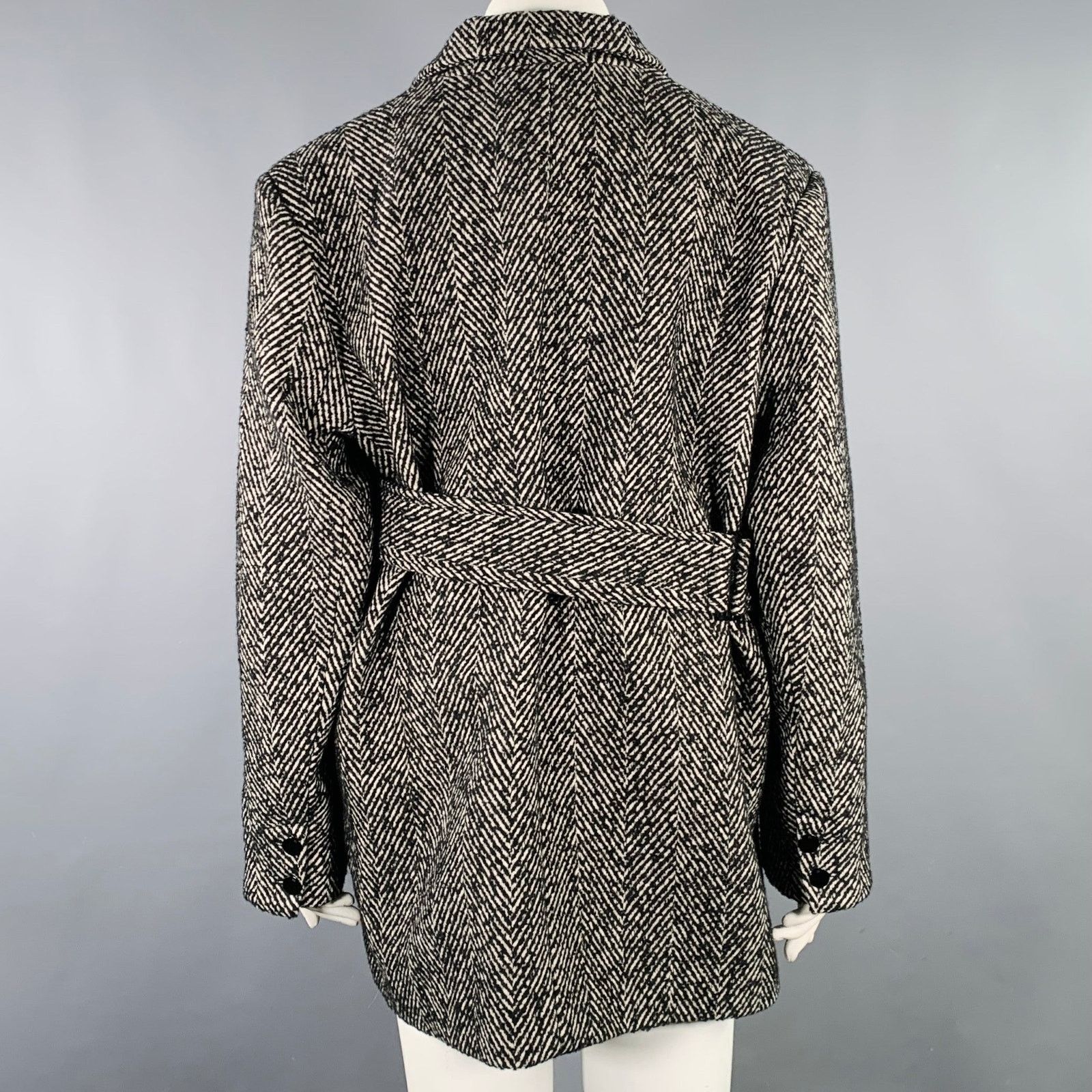 Ganni GANNI Size XL Grey Wool Blend Tweed Belted Coat Size XL / US 12-14 / IT 48-50 - 4 Thumbnail