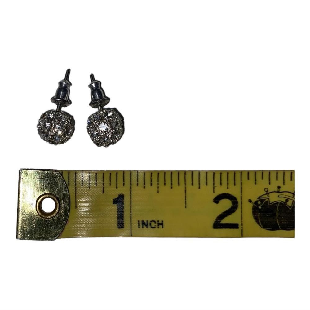 Designer Silver Toned Rhinestone Ball Earrings Size ONE SIZE - 2 Thumbnail