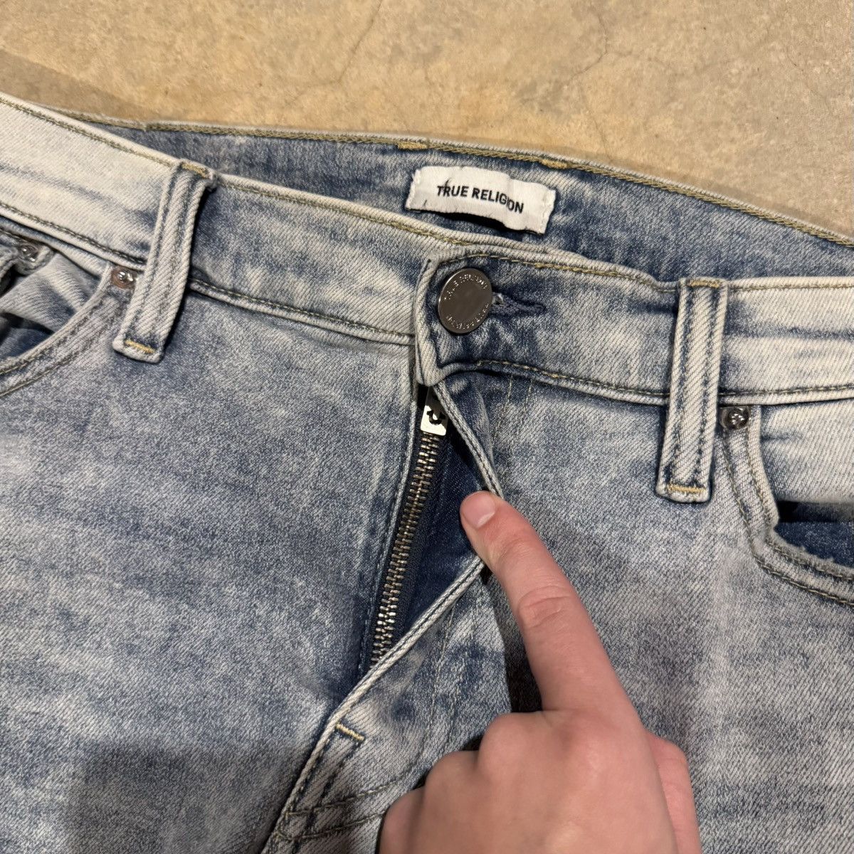 True Religion Vtg True Religion Ricky Faded Distressed Denim Y2K Cyber ERD Size US 34 / EU 50 - 10 Thumbnail