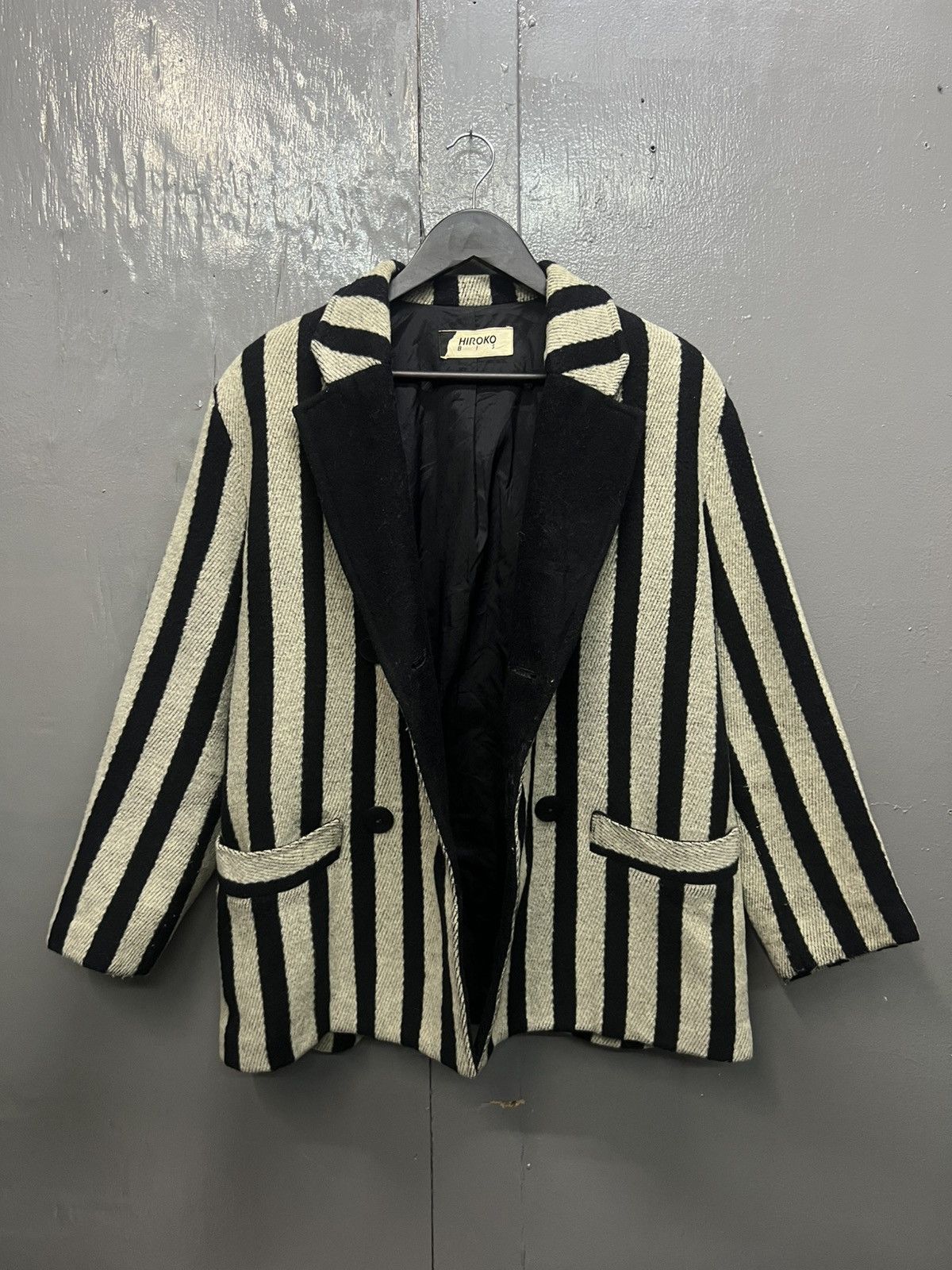 Japanese Brand Hiroko Bis Wool Stripe Coat/Jacket Double Breast Size US M / EU 48-50 / 2 - 5 Thumbnail