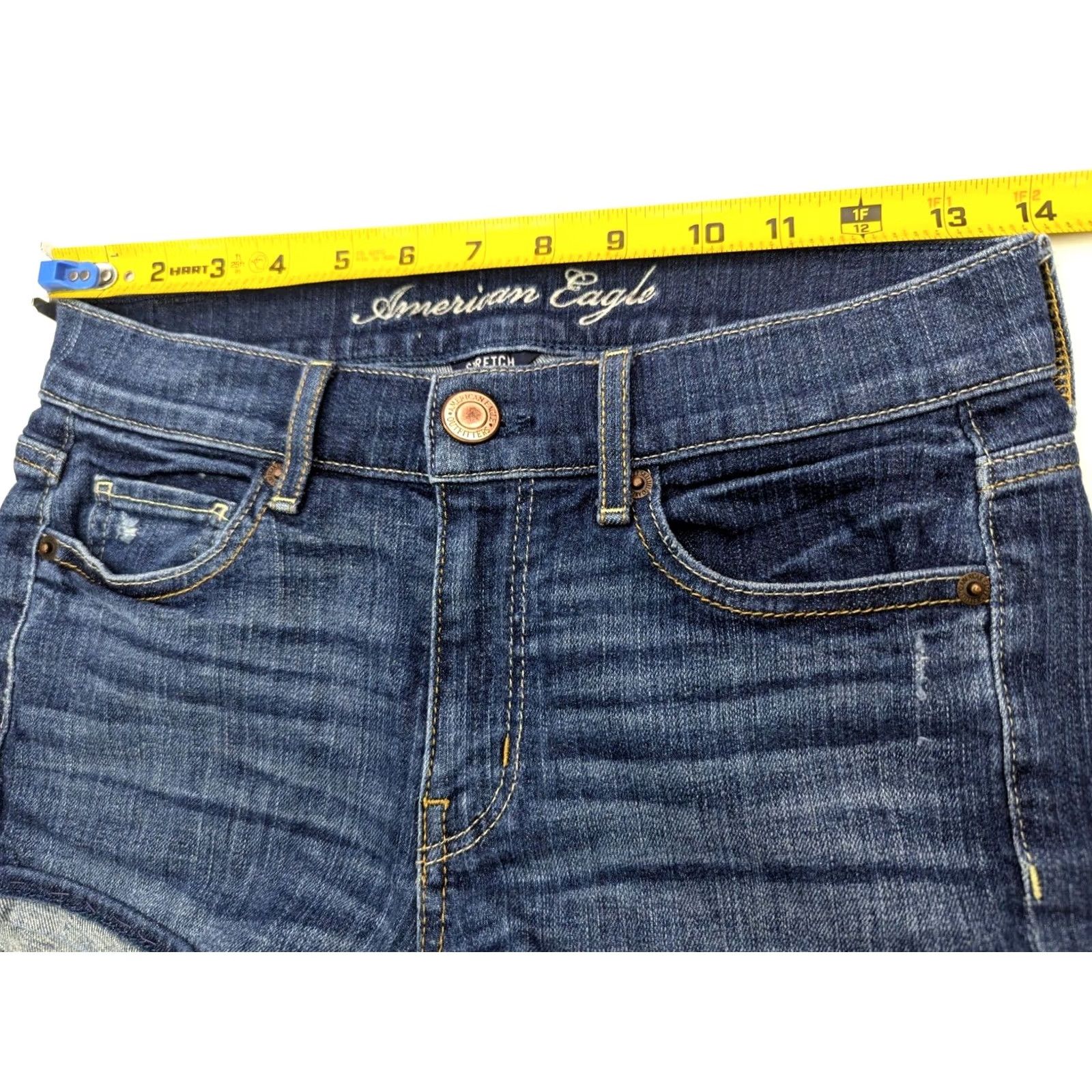 American Eagle Outfitters American Eagle Outfitters Tomgirl Midi Shorts Women 2 Blue Denim Stretch Casual 28x2 5-Pocket Zipper Button Front Flat Front Vintage No Size 26" / US 2 / IT 38 - 5 Thumbnail