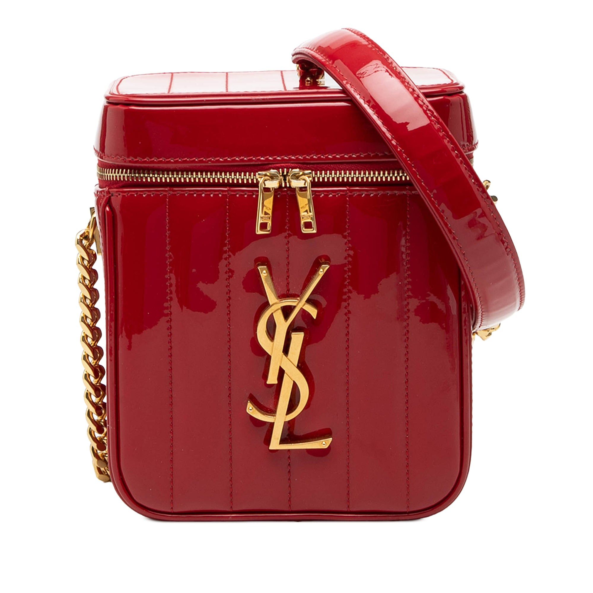 Saint Laurent Paris Matelasse Patent Monogram Vicky Vanity Bag Size ONE SIZE - 1 Thumbnail