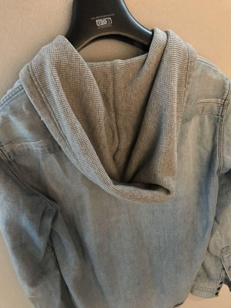Number (N)ine Hooded Denim Button Up Shirt Size US L / EU 52-54 / 3 - 8 Thumbnail